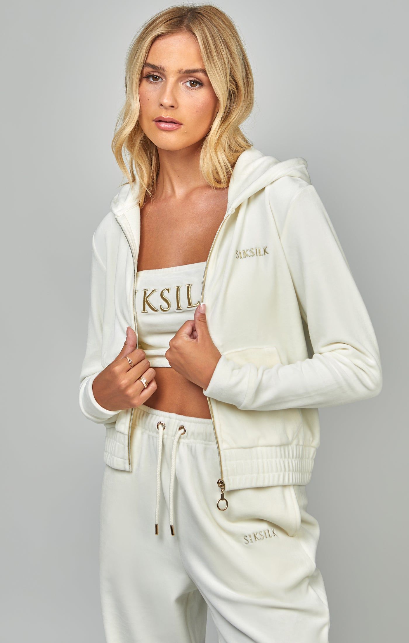 Ecru Velour Track Top sold by Siksilk product image thumbnail 7