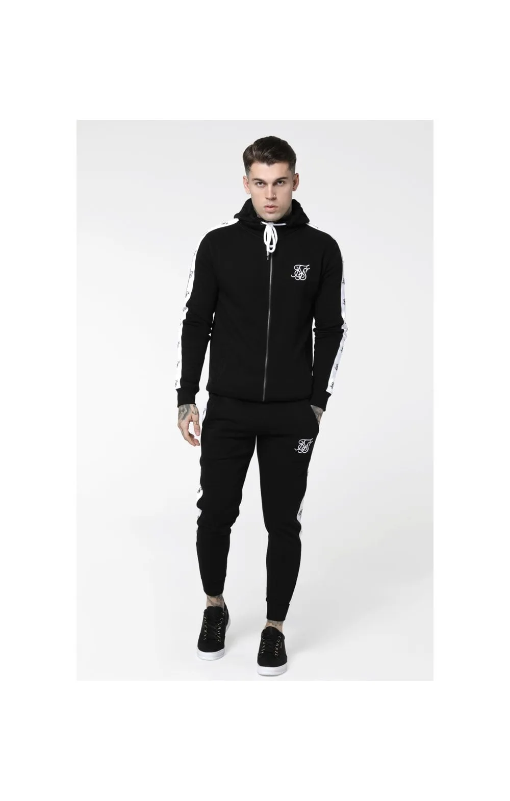SikSilk Inset Zip Through Hoodie - Black & White sold by Siksilk product image thumbnail 4