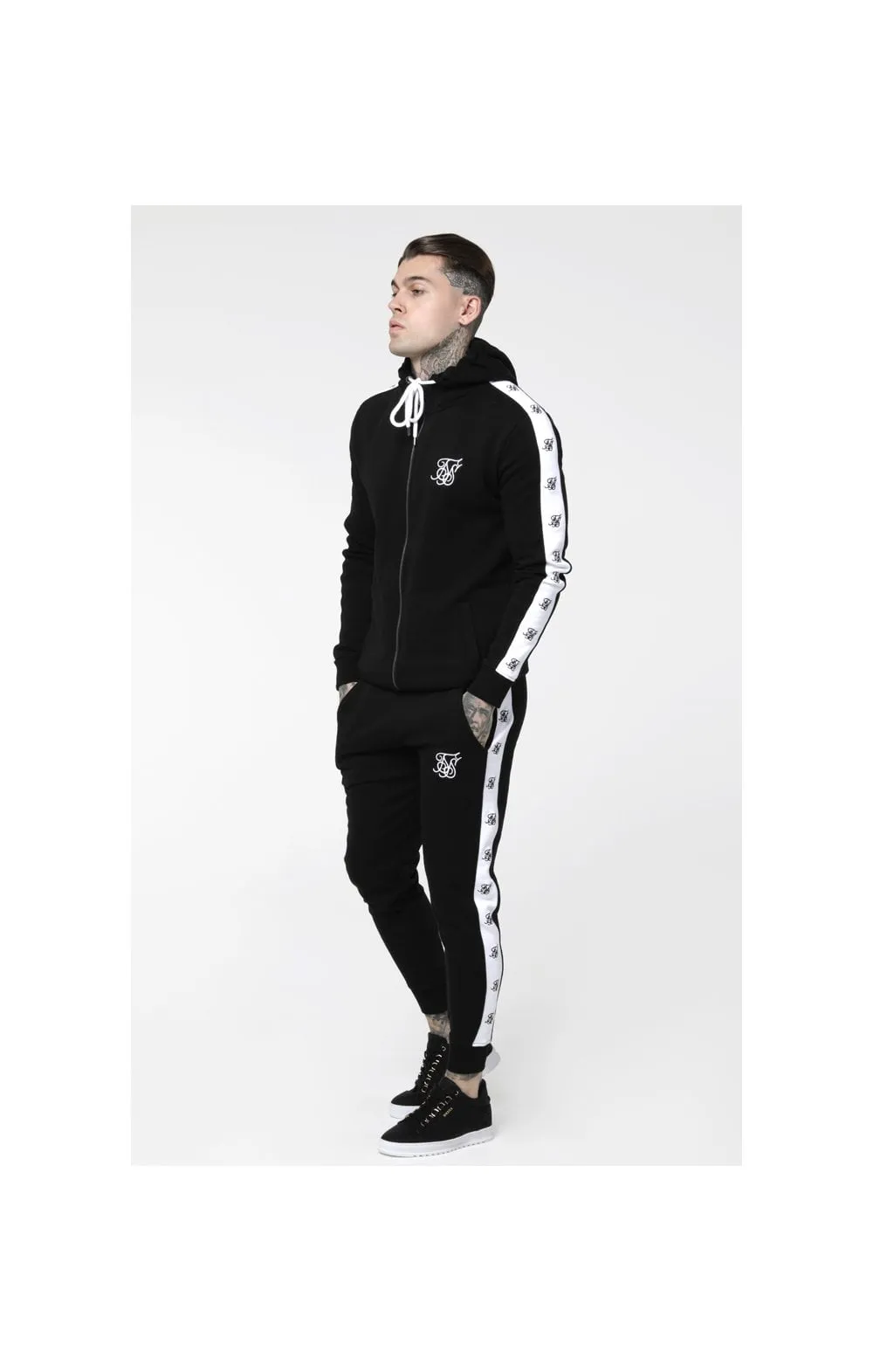 SikSilk Inset Zip Through Hoodie - Black & White sold by Siksilk product image thumbnail 2