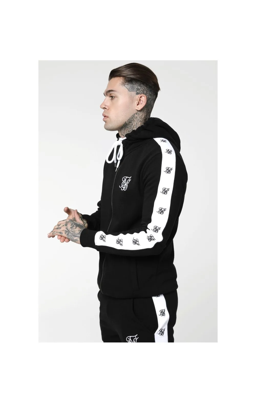 SikSilk Inset Zip Through Hoodie - Black & White sold by Siksilk product image thumbnail 3