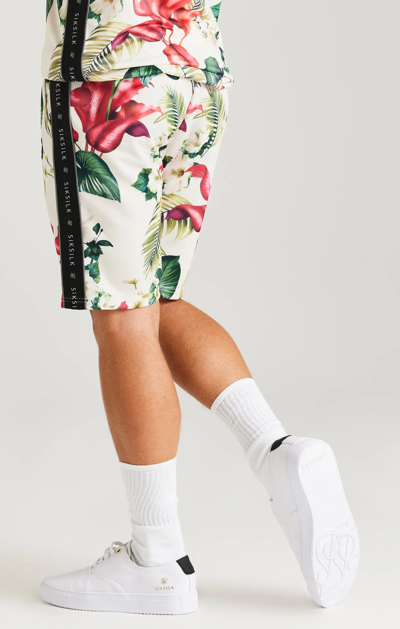 SikSilk Retro Tropics Tape Shorts - Ecru sold by Siksilk product image thumbnail 4
