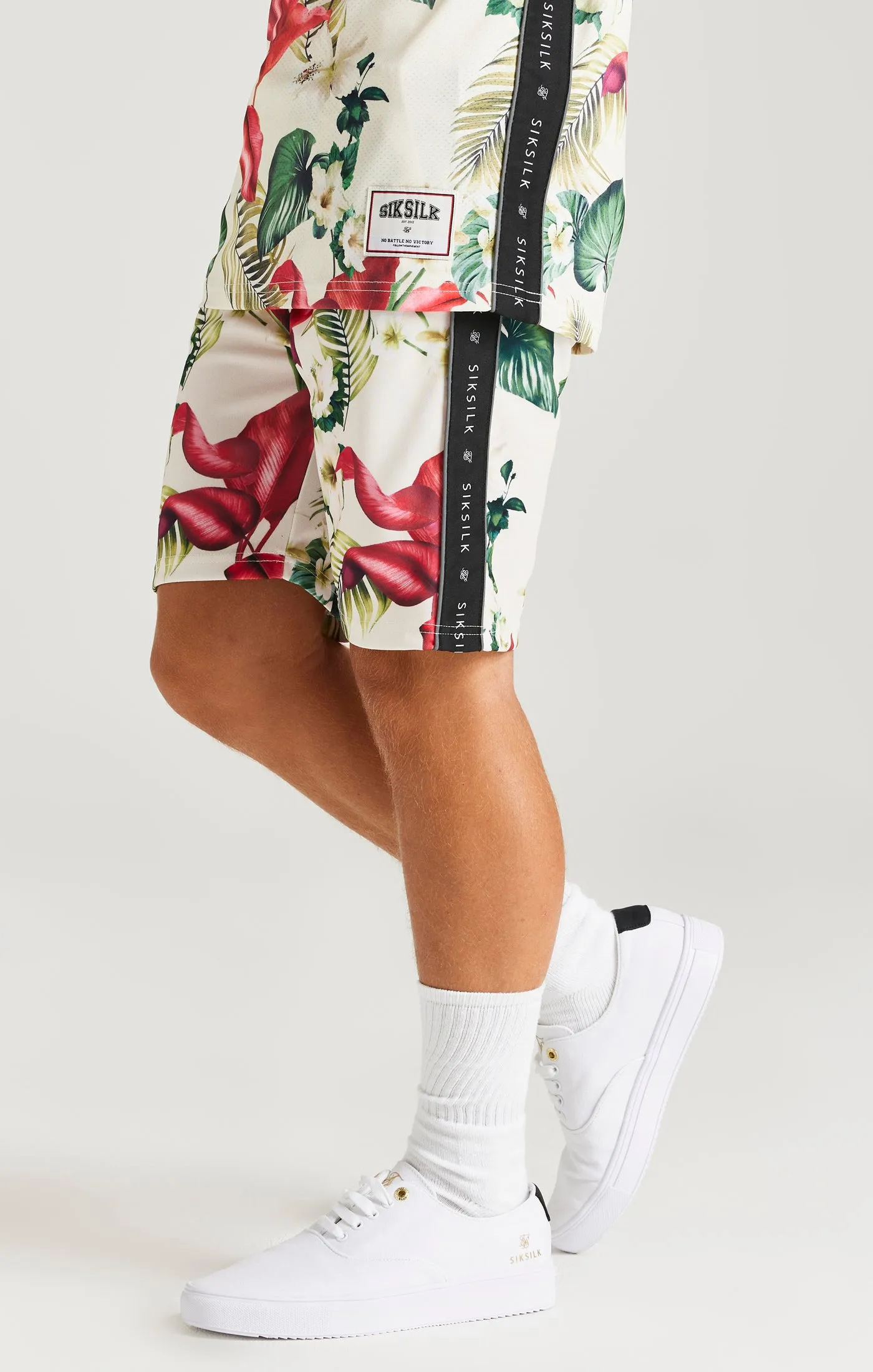 SikSilk Retro Tropics Tape Shorts - Ecru sold by Siksilk product image thumbnail 2