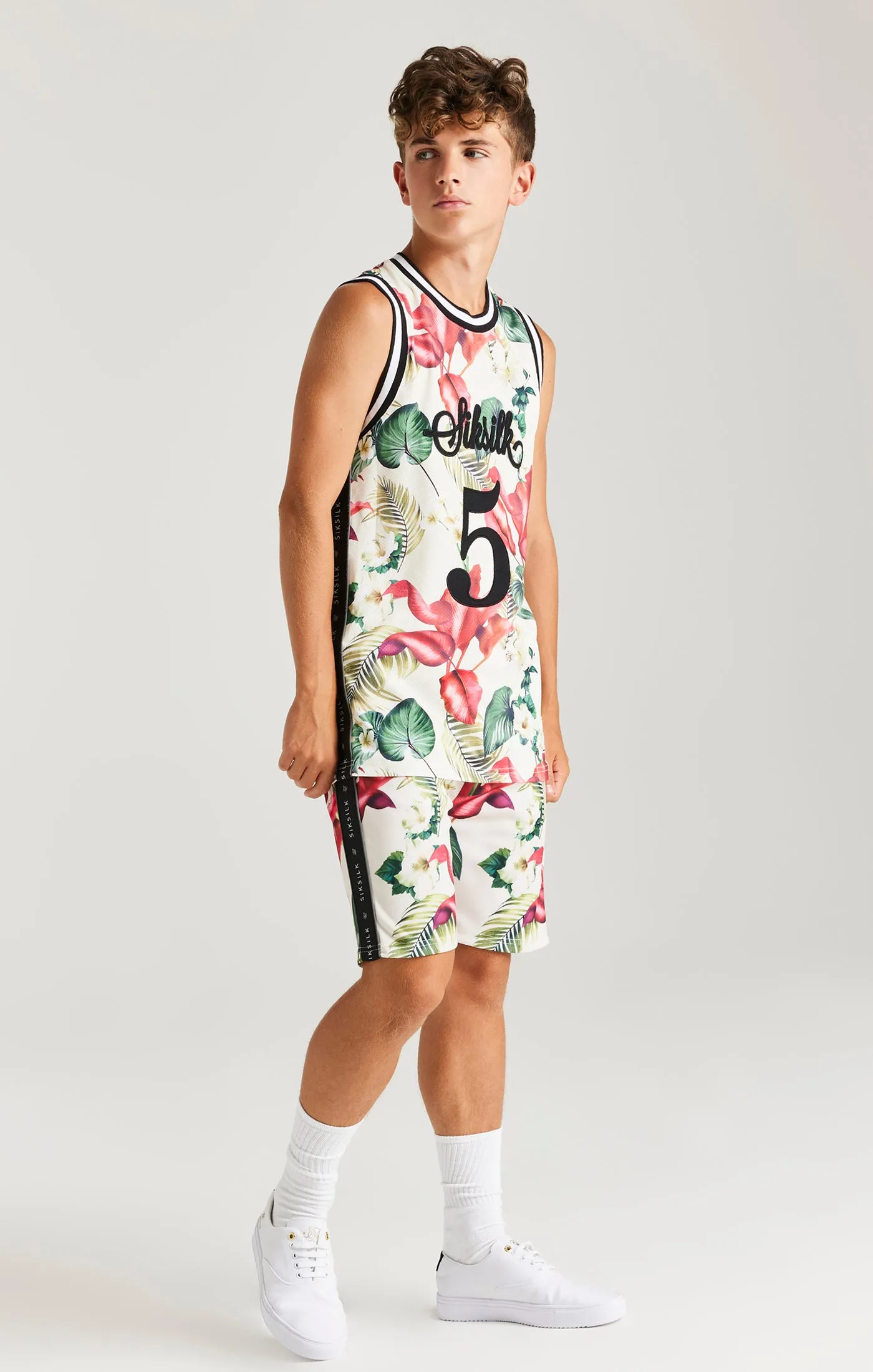 SikSilk Retro Tropics Tape Shorts - Ecru sold by Siksilk product image thumbnail 3