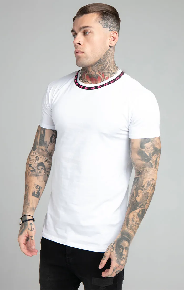 White Logo Muscle Fit T-Shirt sold by Siksilk