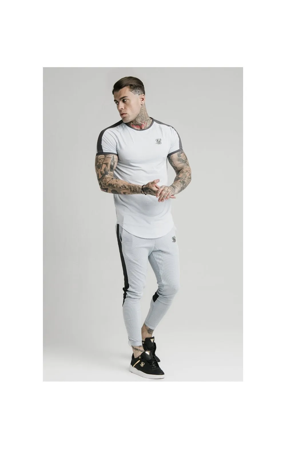SikSilk S/S Panel Eyelet Tech Tee – Ice Grey sold by Siksilk product image thumbnail 2