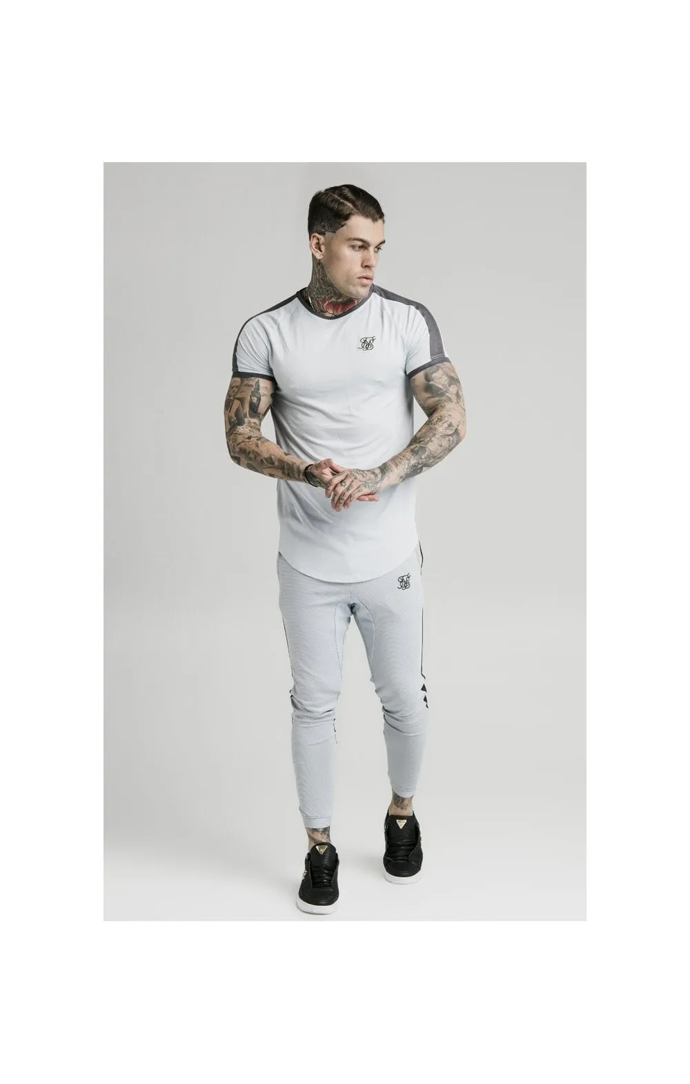 SikSilk S/S Panel Eyelet Tech Tee – Ice Grey sold by Siksilk product image thumbnail 3