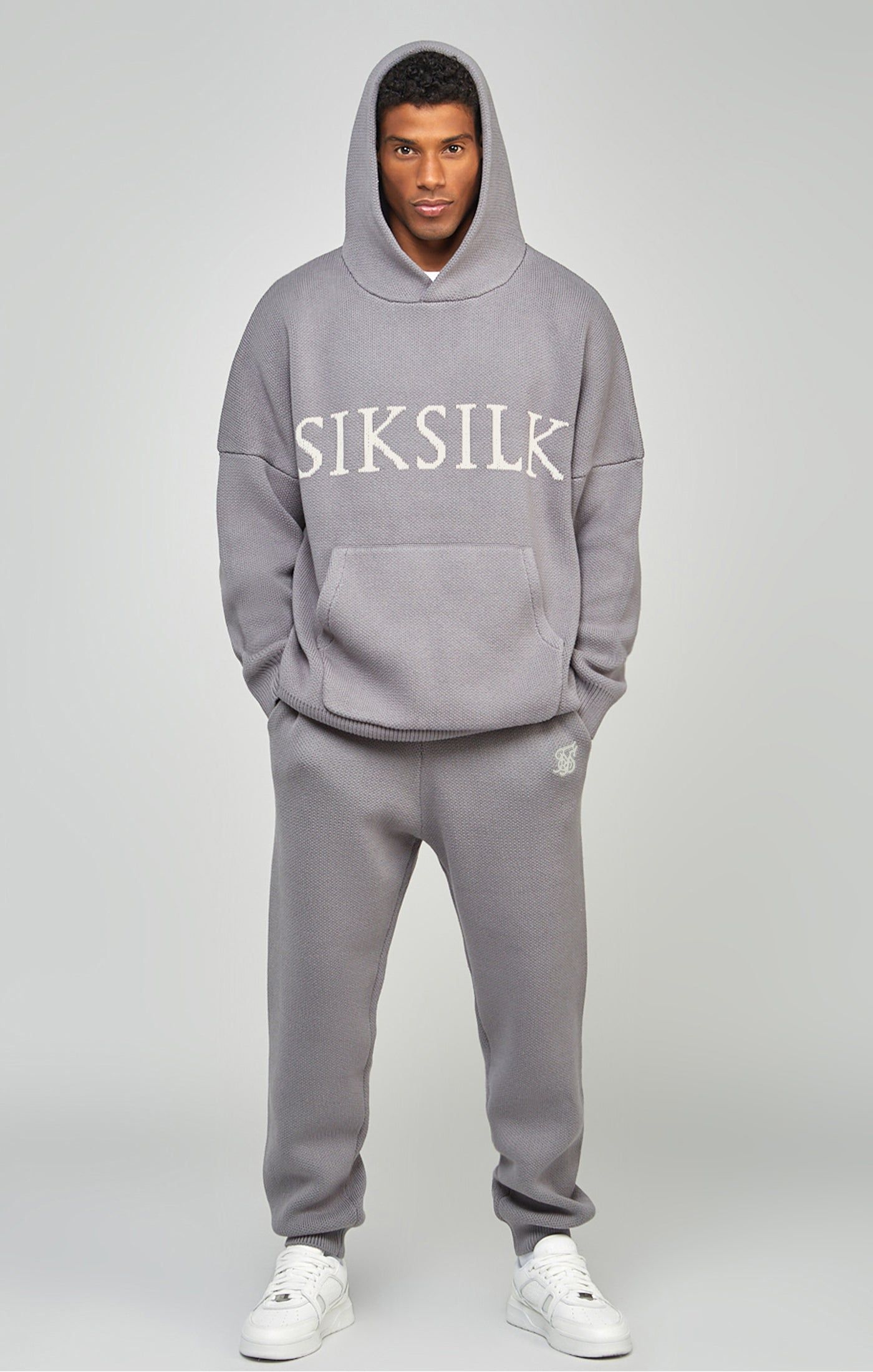 Grey Knitted Oversized Overhead Hoodie sold by Siksilk product image thumbnail 2