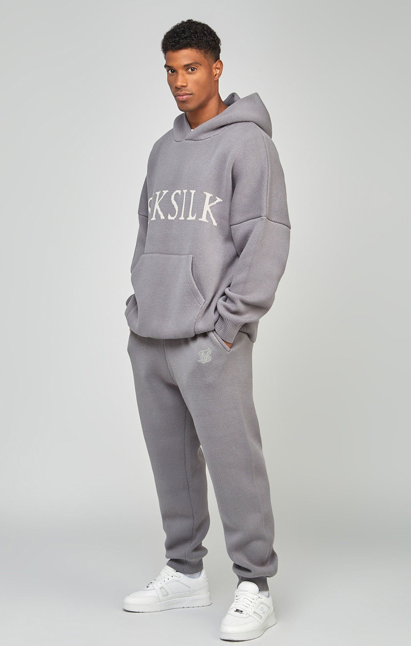 Grey Knitted Oversized Overhead Hoodie sold by Siksilk product image thumbnail 4