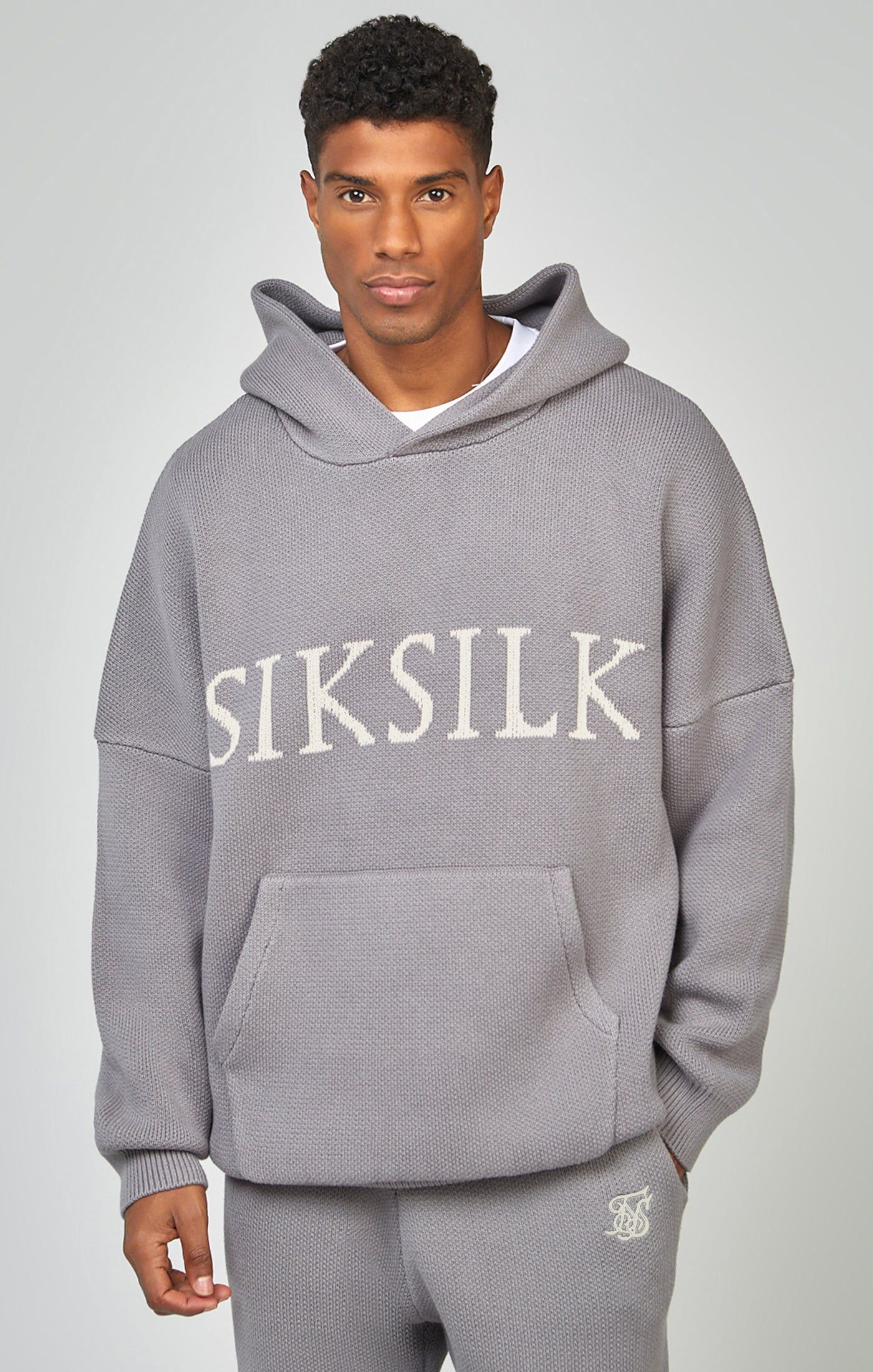 Grey Knitted Oversized Overhead Hoodie sold by Siksilk