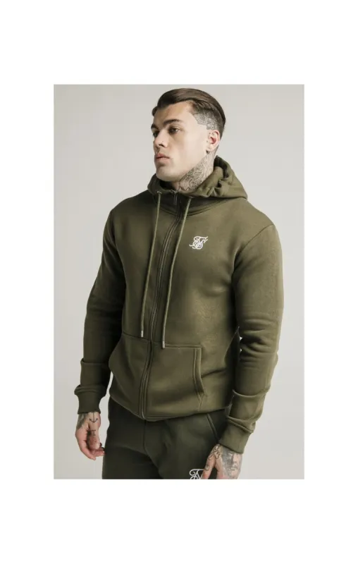 SikSilk Zip Through Funnel Neck Hoodie - Khaki sold by Siksilk