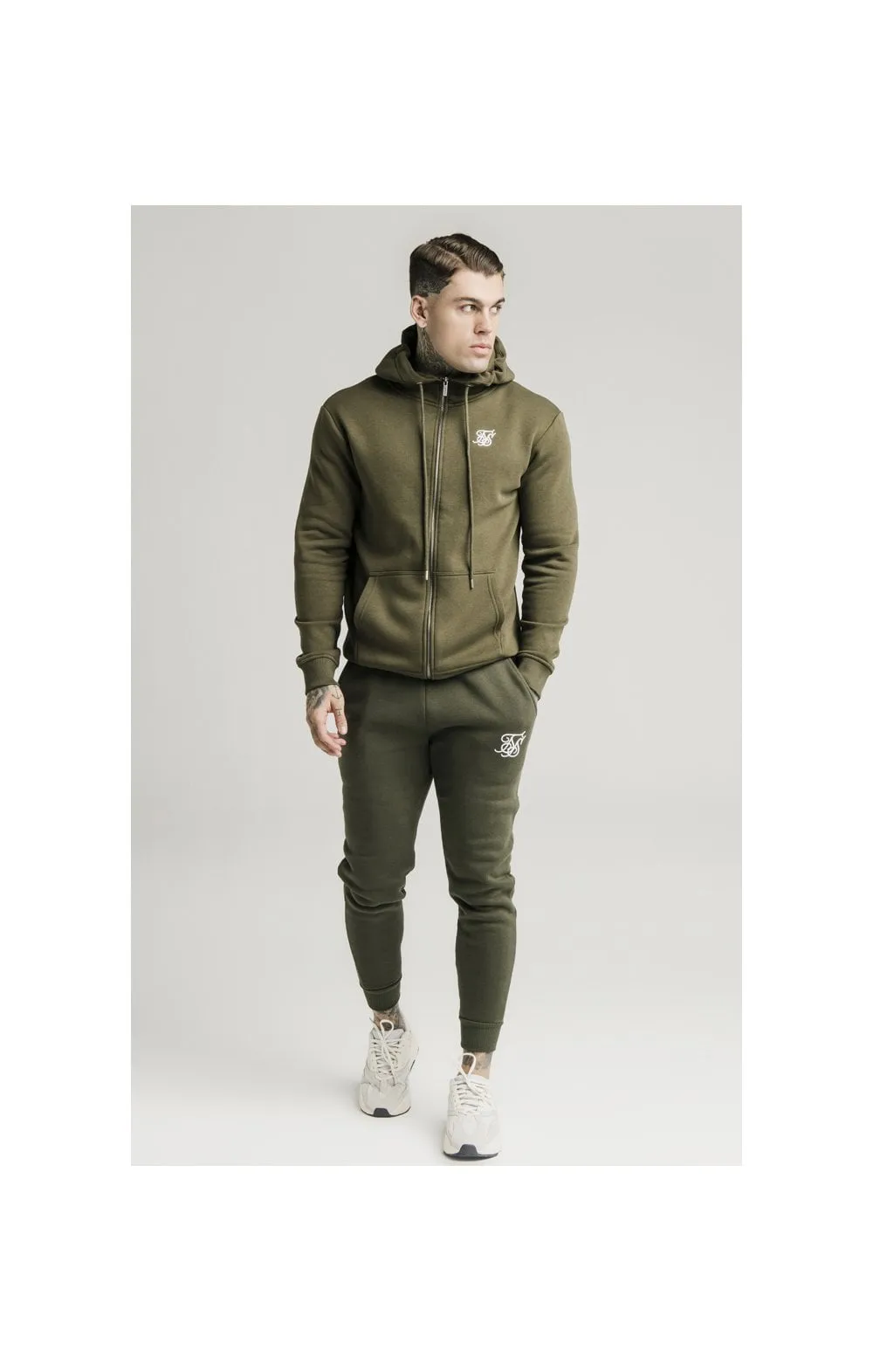 SikSilk Zip Through Funnel Neck Hoodie - Khaki sold by Siksilk product image thumbnail 5