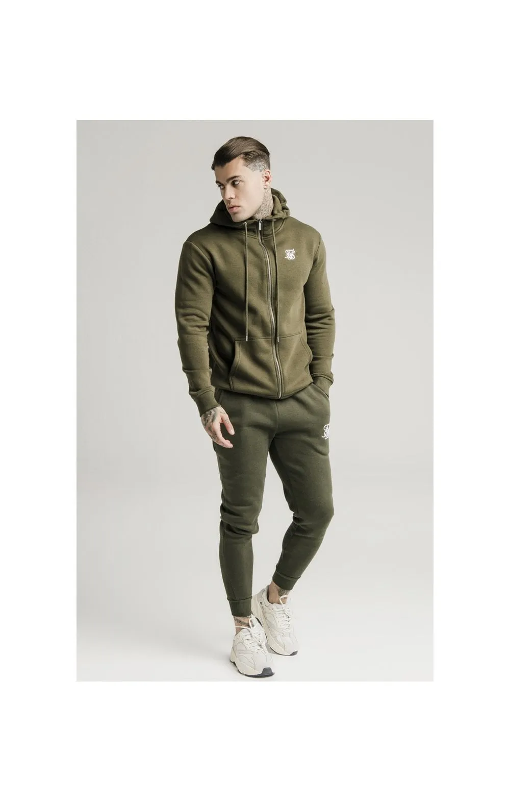 SikSilk Zip Through Funnel Neck Hoodie - Khaki sold by Siksilk product image thumbnail 2