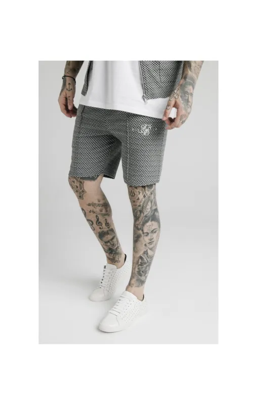 SikSilk Pleated Smart Shorts – Black & White Dogtooth sold by Siksilk