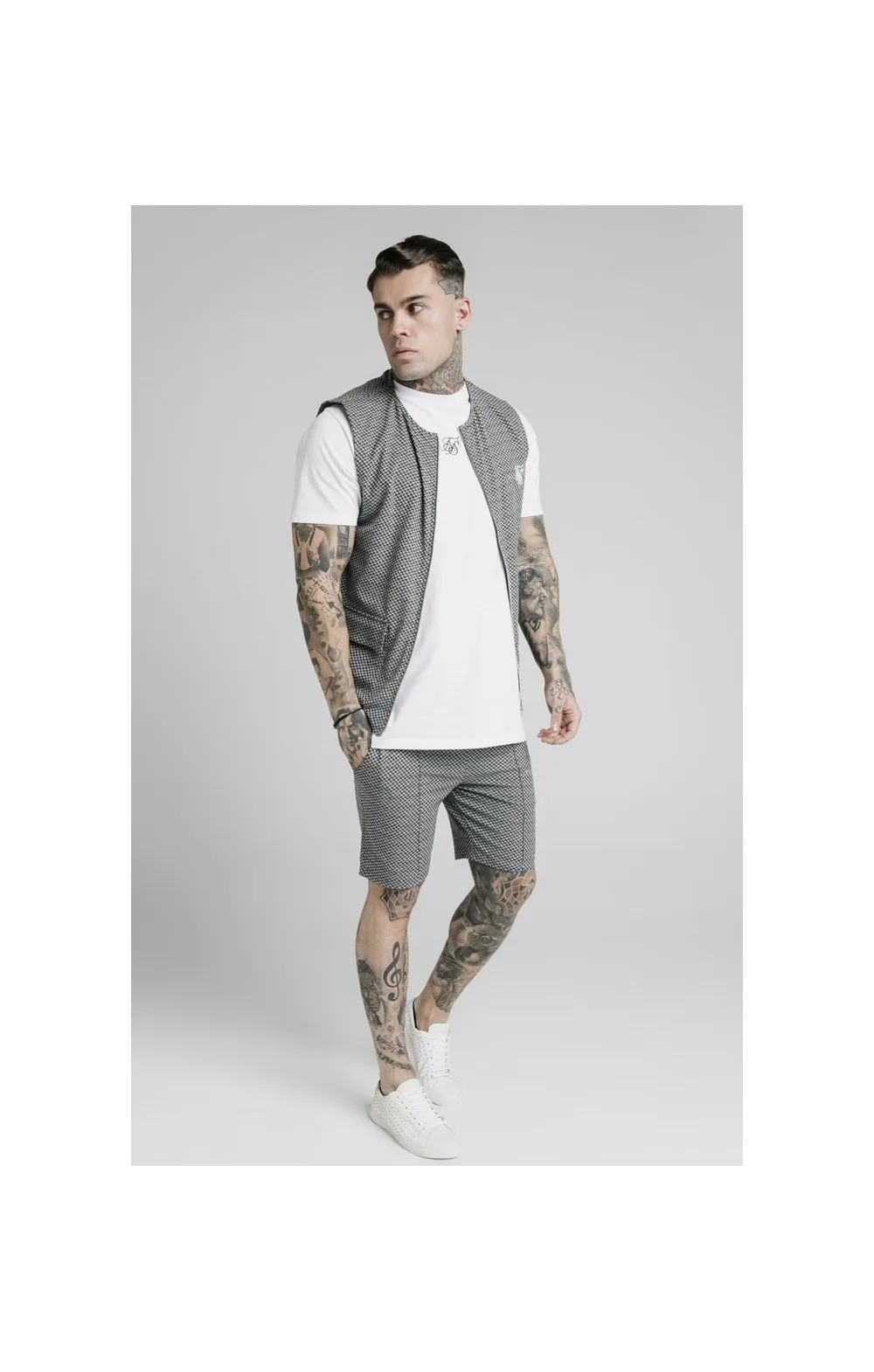 SikSilk Pleated Smart Shorts – Black & White Dogtooth sold by Siksilk product image thumbnail 5