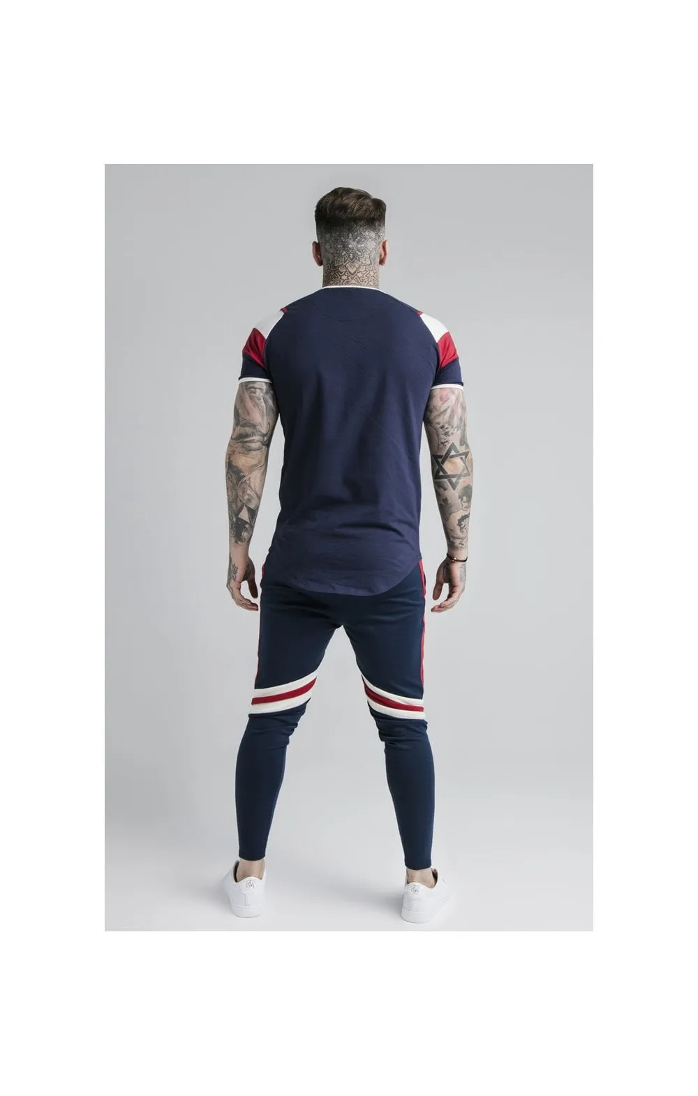 SikSilk Retro Panel Track Pants - Navy,Red & Off White sold by Siksilk product image thumbnail 4
