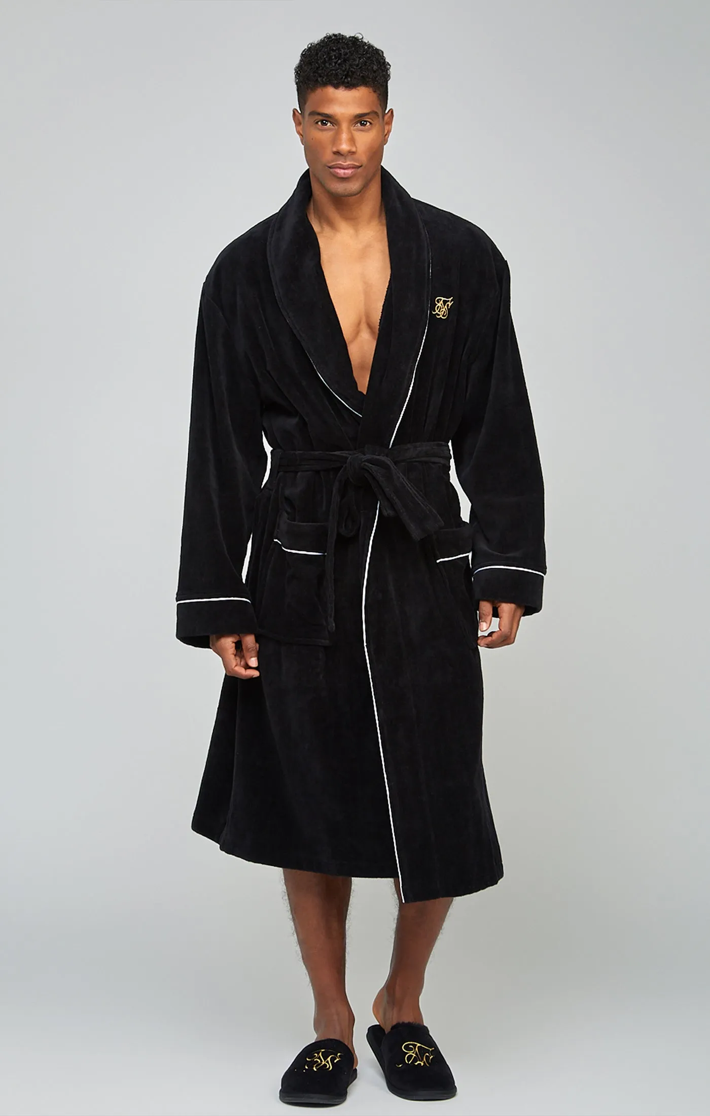 Black Embroidered Dressing Gown sold by Siksilk product image thumbnail 3