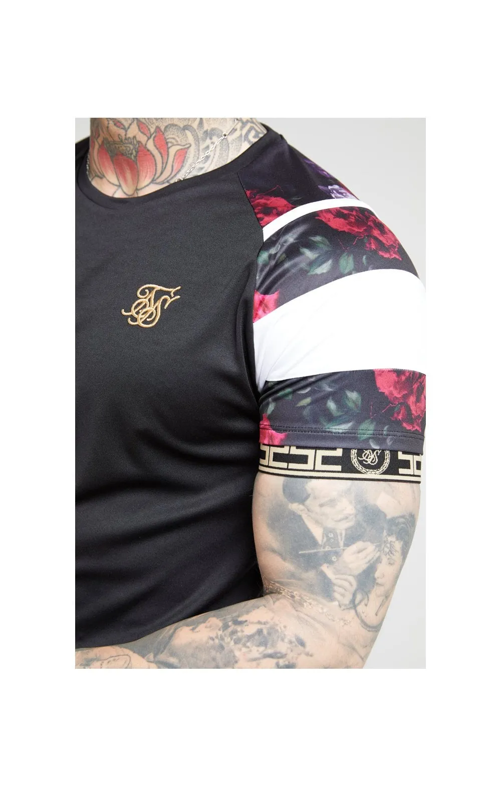 SikSilk S/S Raglan Sprint Tape Tee - Black & Oil Paint sold by Siksilk product image thumbnail 2