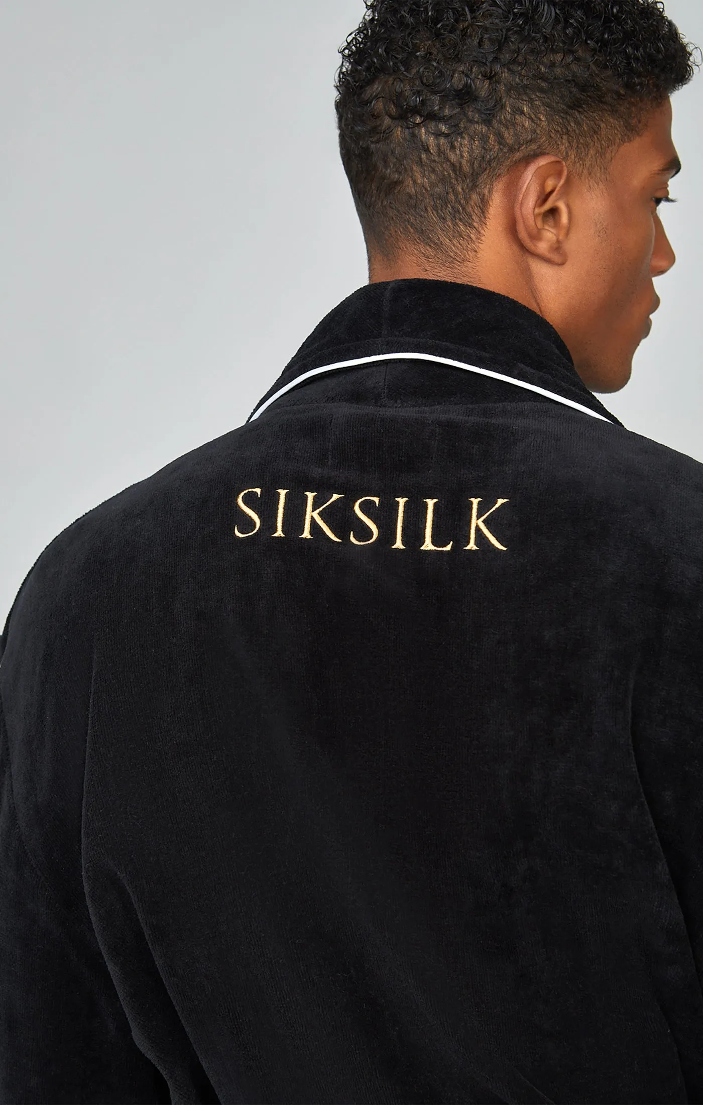 Black Embroidered Dressing Gown sold by Siksilk product image thumbnail 4