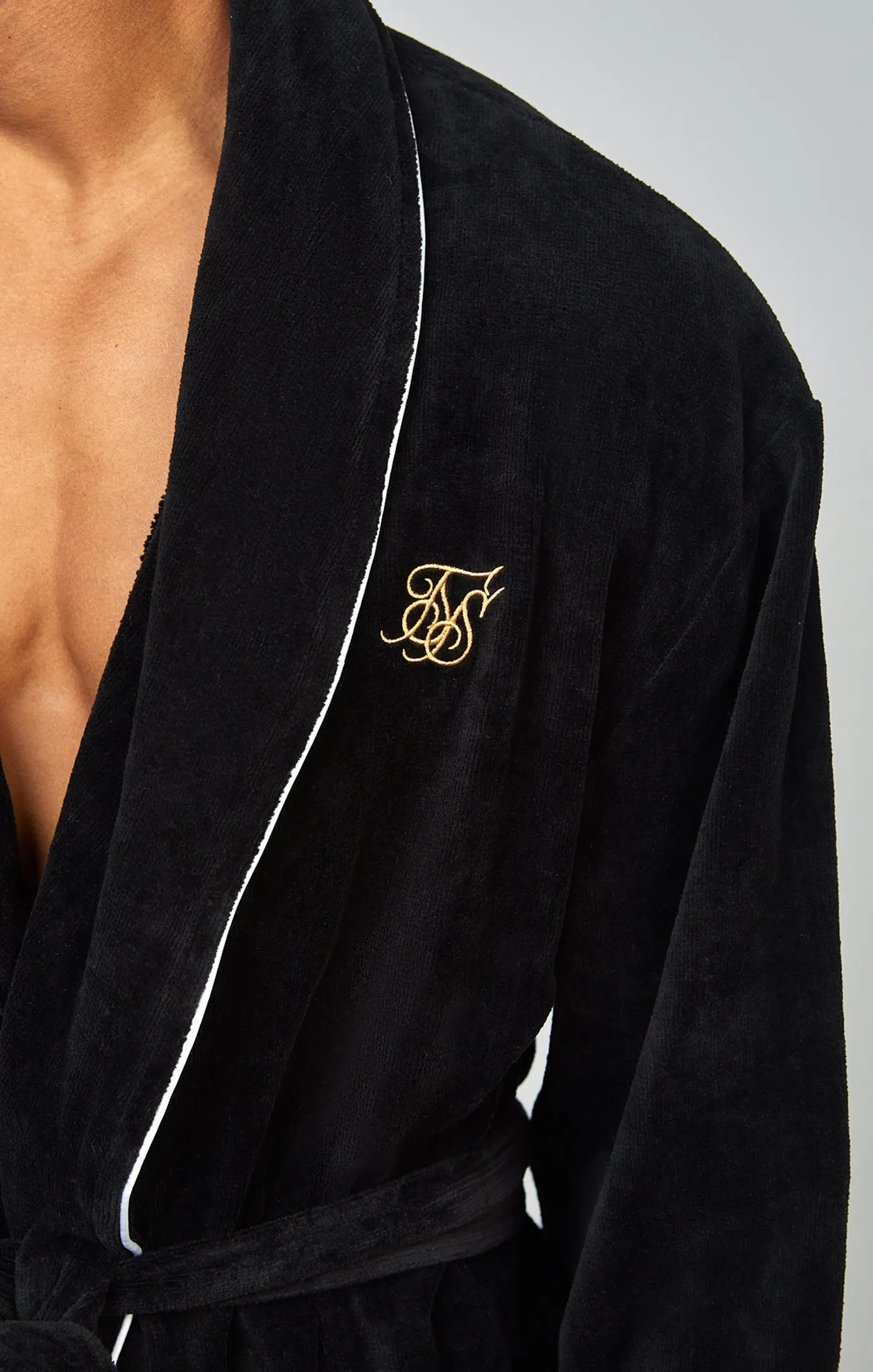 Black Embroidered Dressing Gown sold by Siksilk product image thumbnail 2