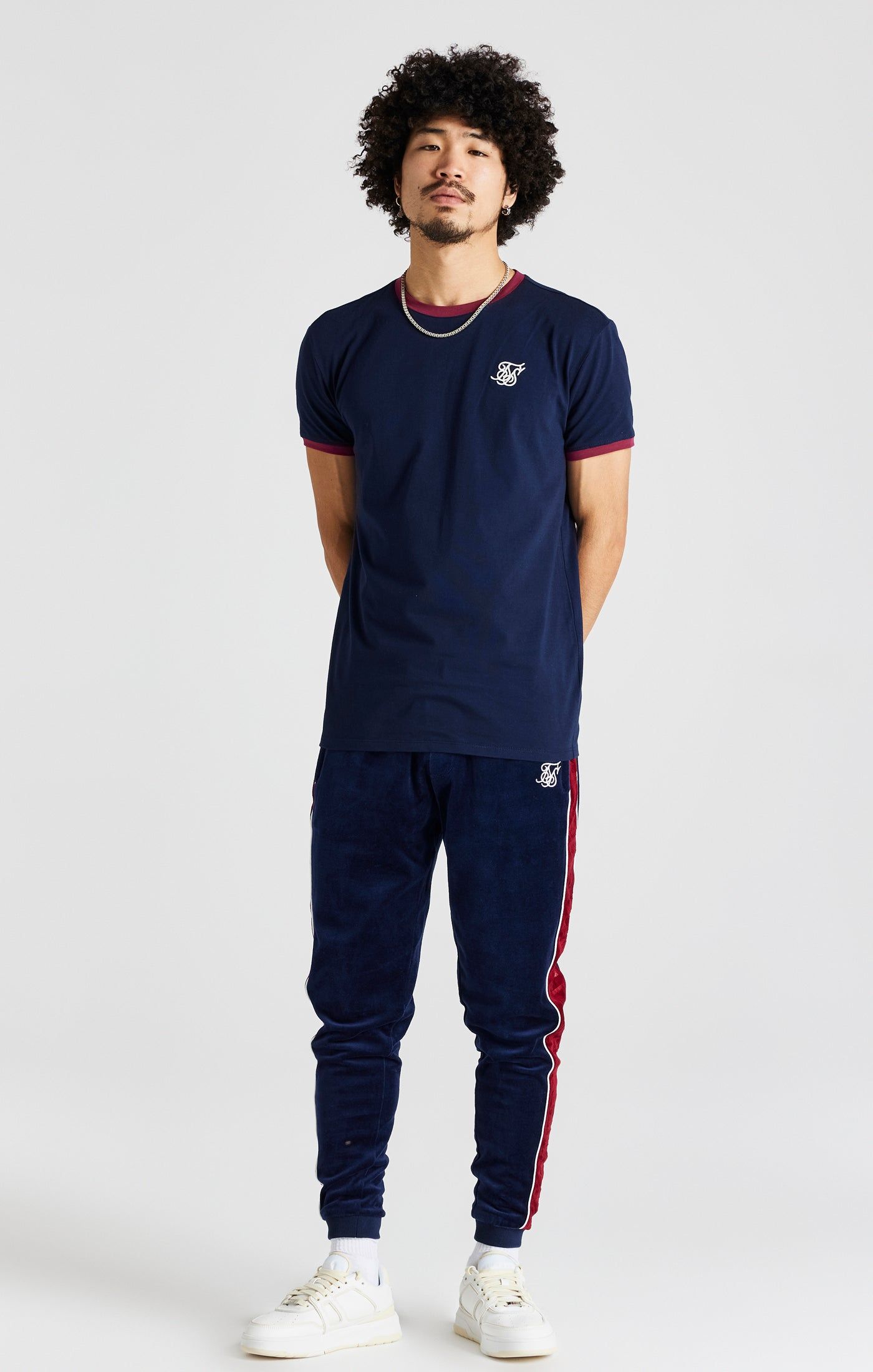 Navy Short Sleeve Ringer T-Shirt sold by Siksilk product image thumbnail 3