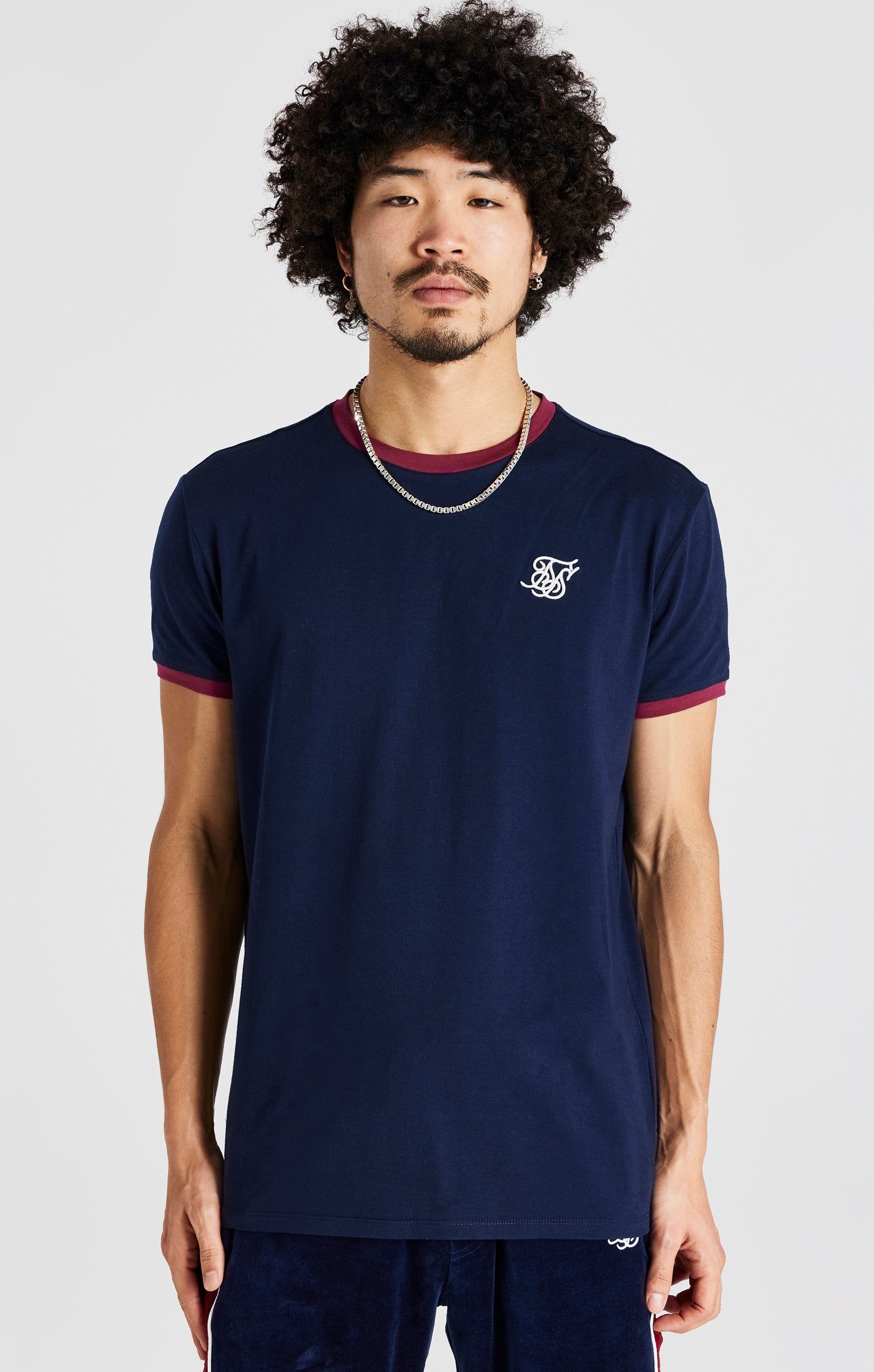 Navy Short Sleeve Ringer T-Shirt sold by Siksilk