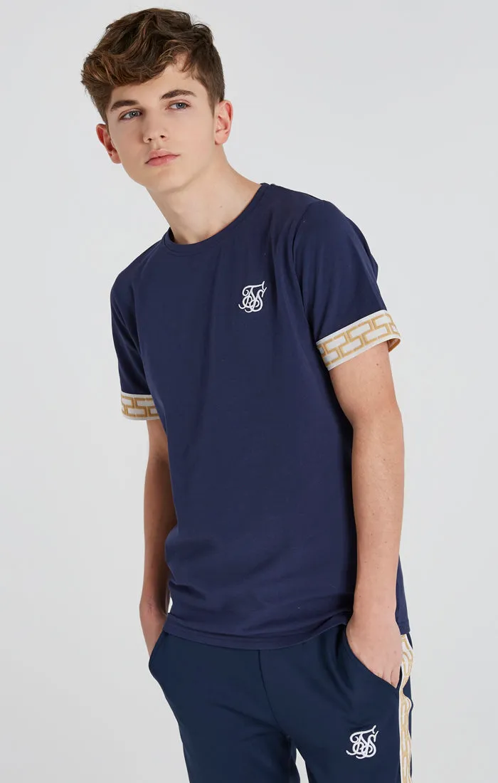 Boys Navy Taped T-Shirt sold by Siksilk