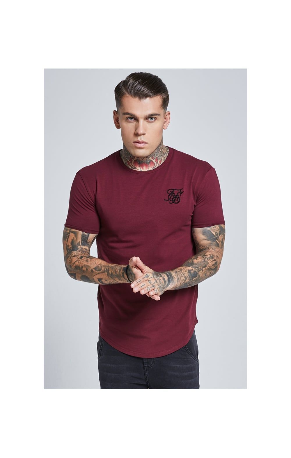Burgundy Short Sleeve Muscle Fit T-Shirt sold by Siksilk