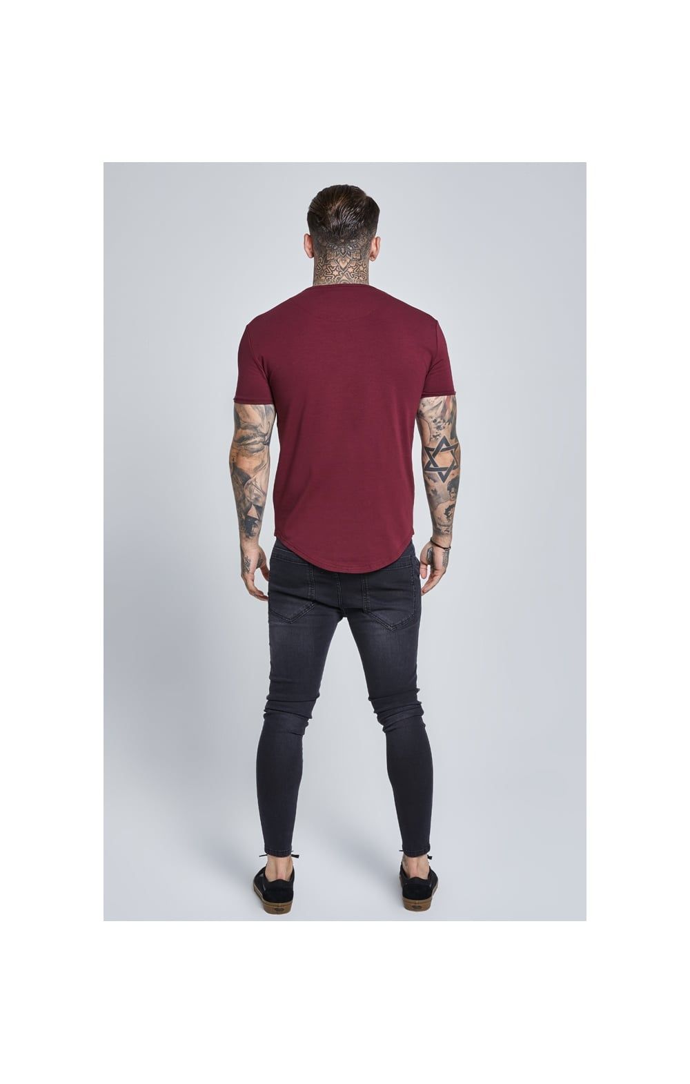 Burgundy Short Sleeve Muscle Fit T-Shirt sold by Siksilk product image thumbnail 4