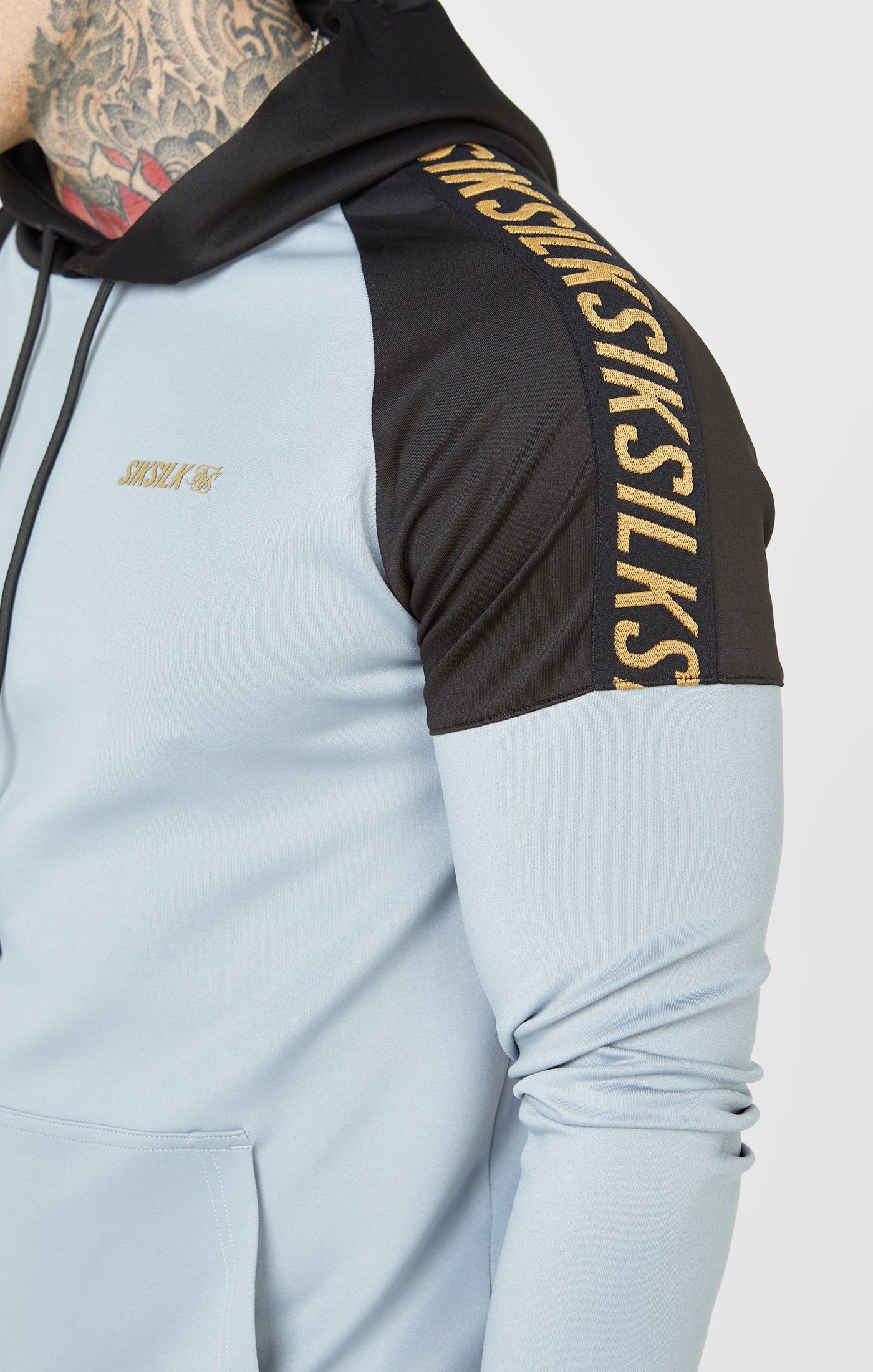 Grey Sports Panelled Overhead Hoodie sold by Siksilk product image thumbnail 2