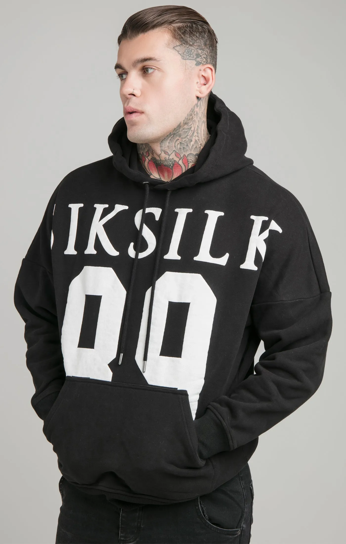Black Drop Shoulder Relaxed Fit Hoodie sold by Siksilk product image thumbnail 3