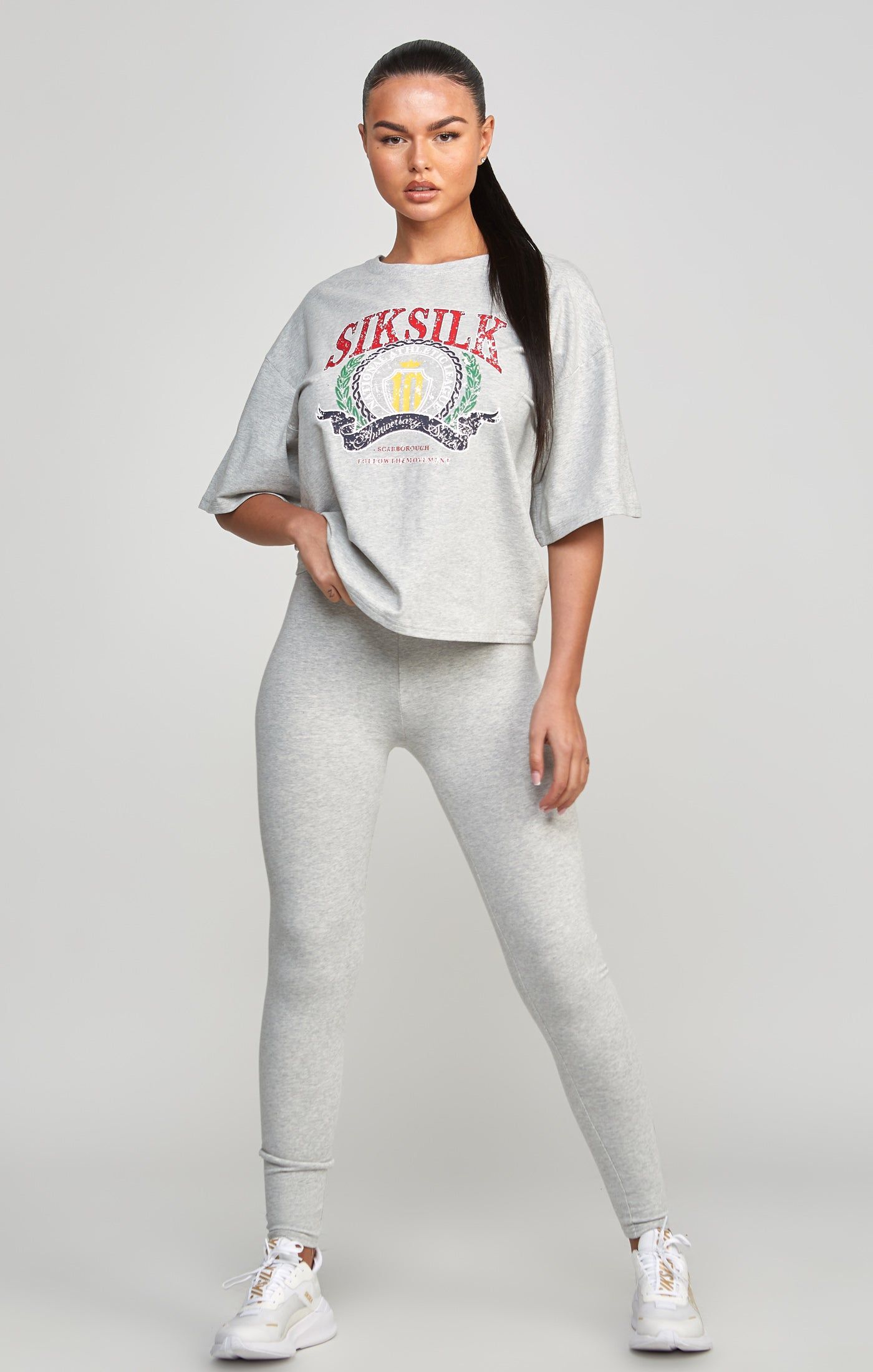 Grey Marl Varsity Crop T-Shirt sold by Siksilk product image thumbnail 3