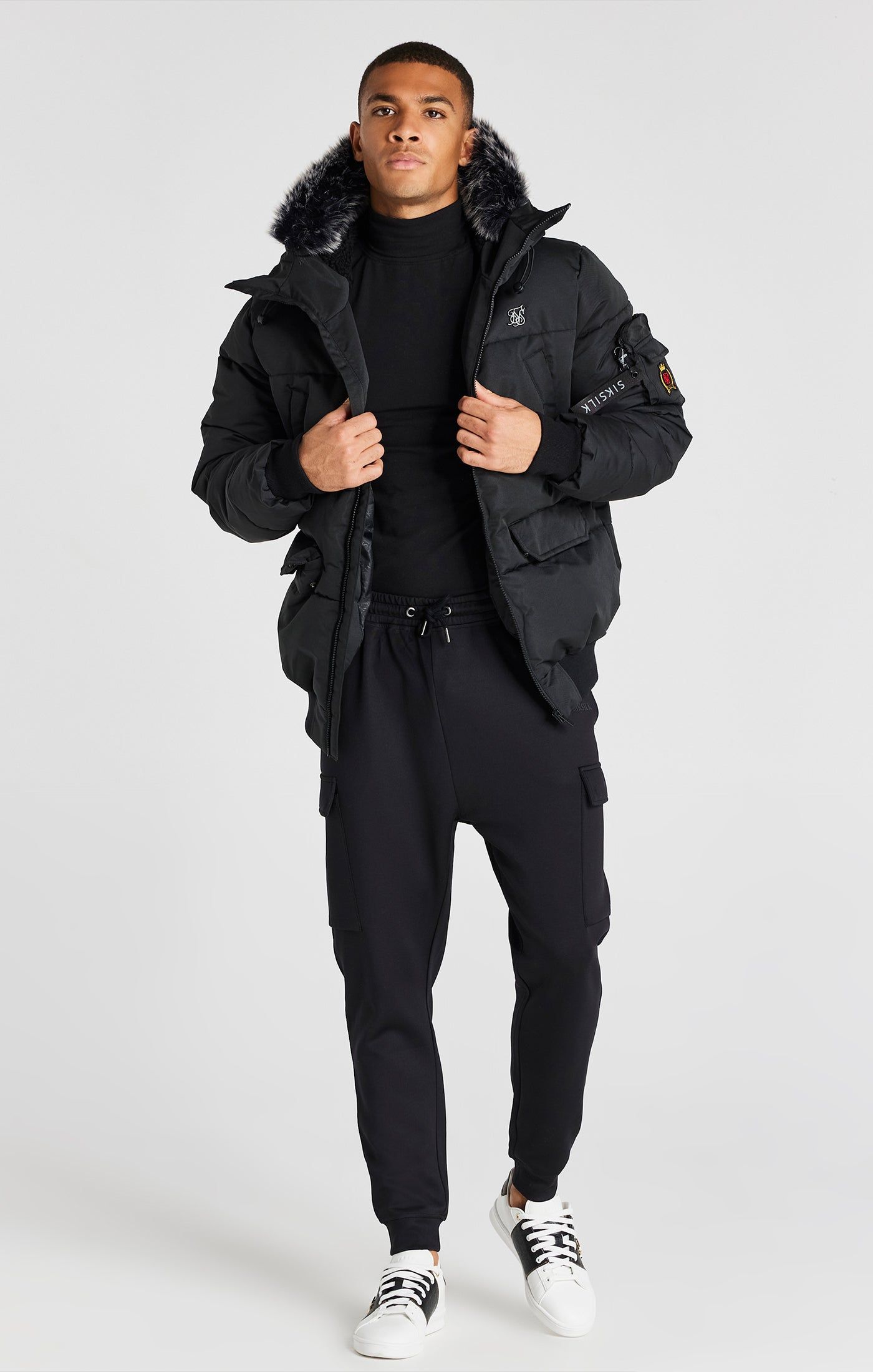 Black Bomber Jacket sold by Siksilk product image thumbnail 4