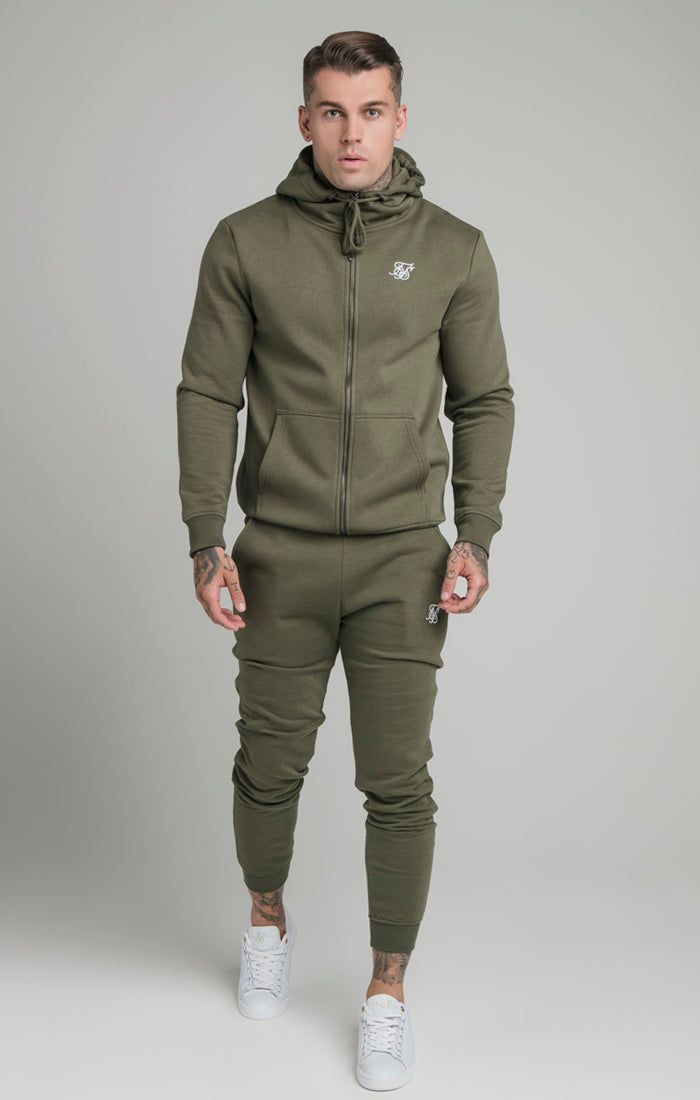 Khaki Zip Through Funnel Neck Hoodie sold by Siksilk product image thumbnail 2