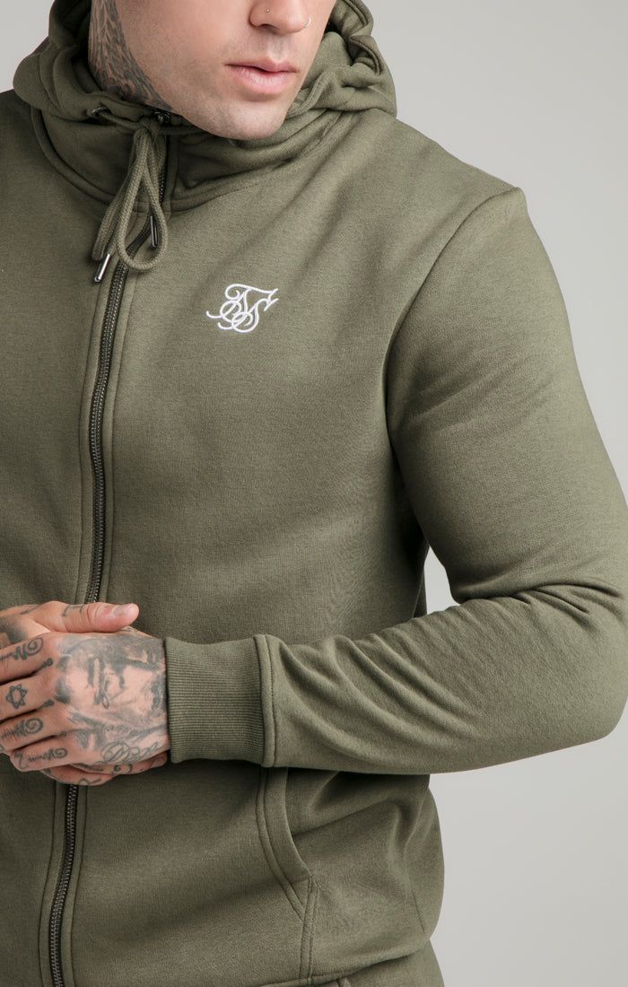 Khaki Zip Through Funnel Neck Hoodie sold by Siksilk product image thumbnail 3