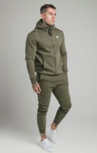 Khaki Zip Through Funnel Neck Hoodie sold by Siksilk