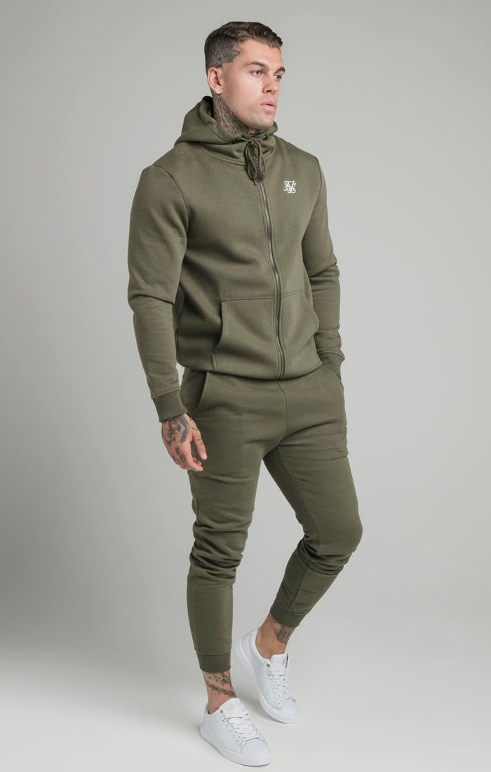 Khaki Zip Through Funnel Neck Hoodie sold by Siksilk product image thumbnail 4