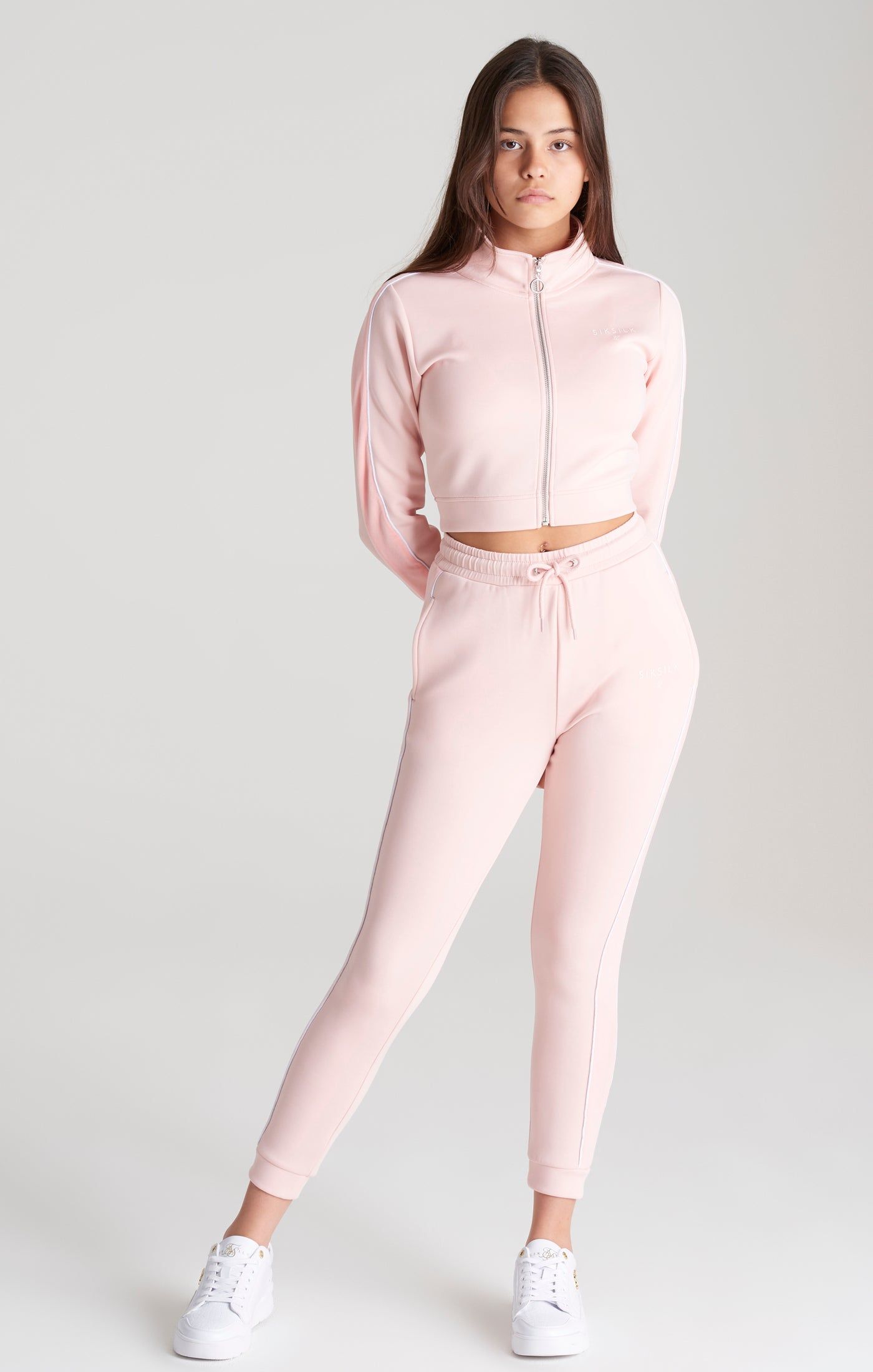 Girls Pink Velour Taped Track Jacket sold by Siksilk product image thumbnail 3