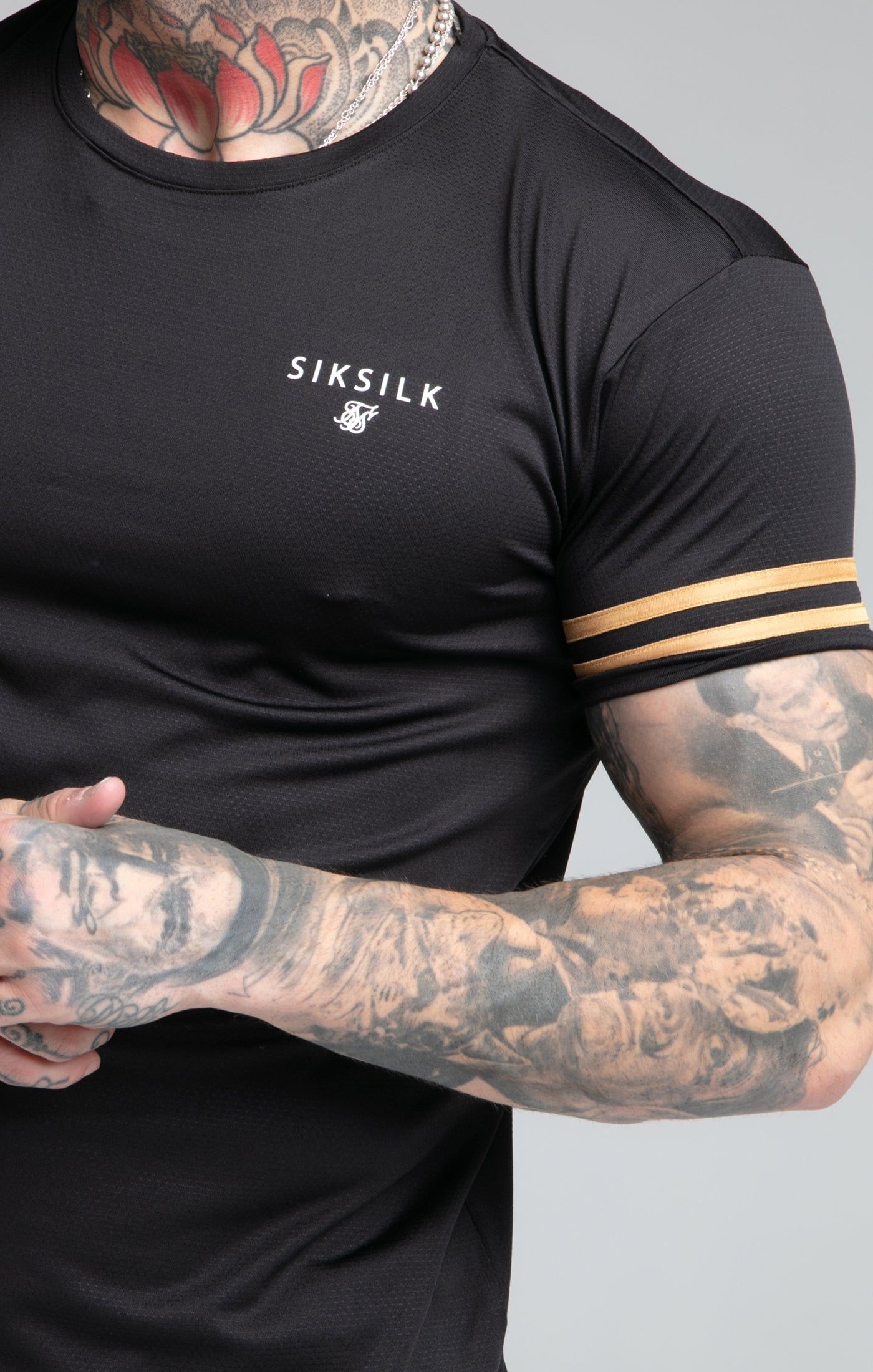 SikSilk S/S Mesh Bound Gym Tee - Black & Gold sold by Siksilk product image thumbnail 2