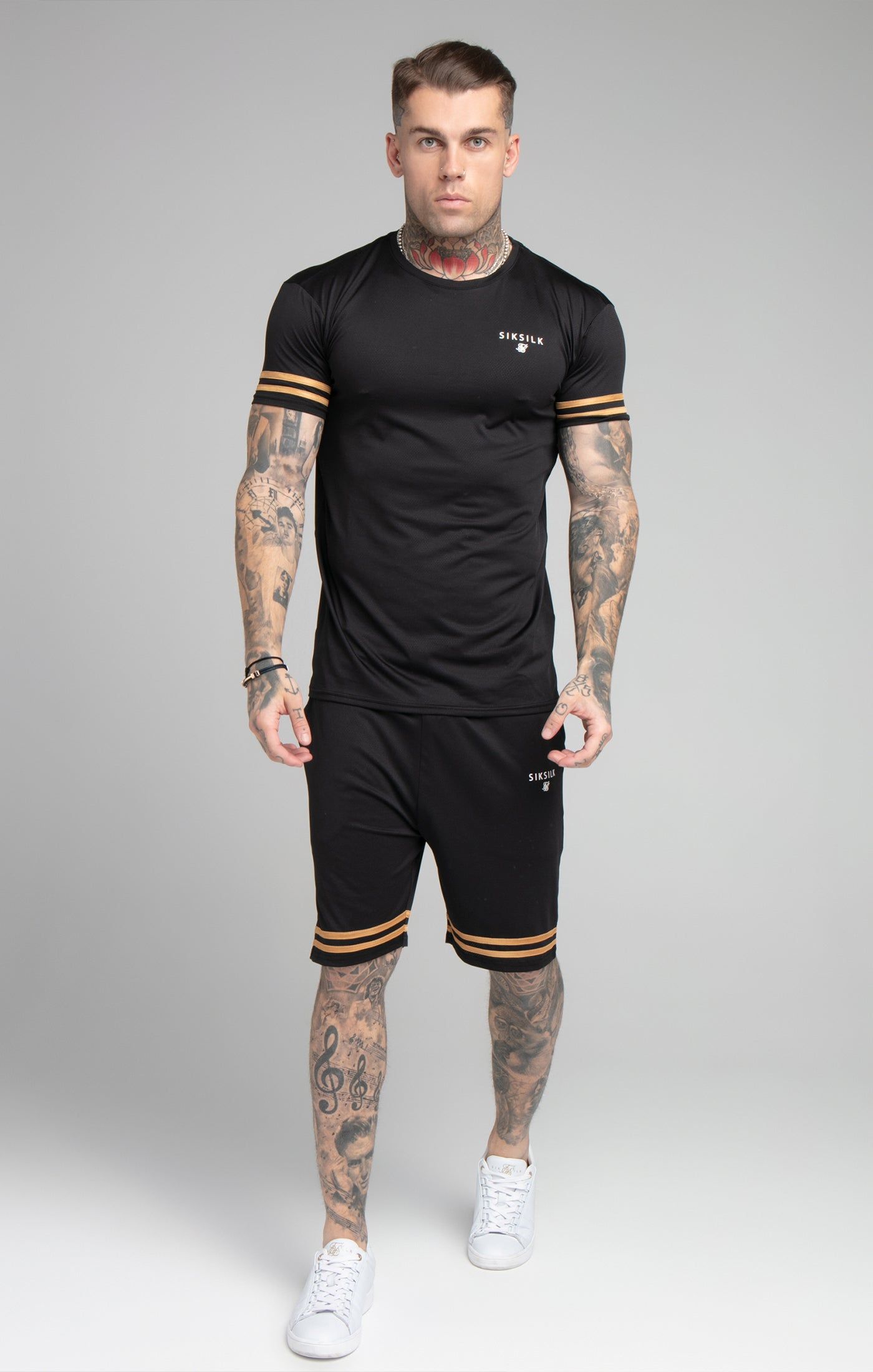 SikSilk S/S Mesh Bound Gym Tee - Black & Gold sold by Siksilk product image thumbnail 3