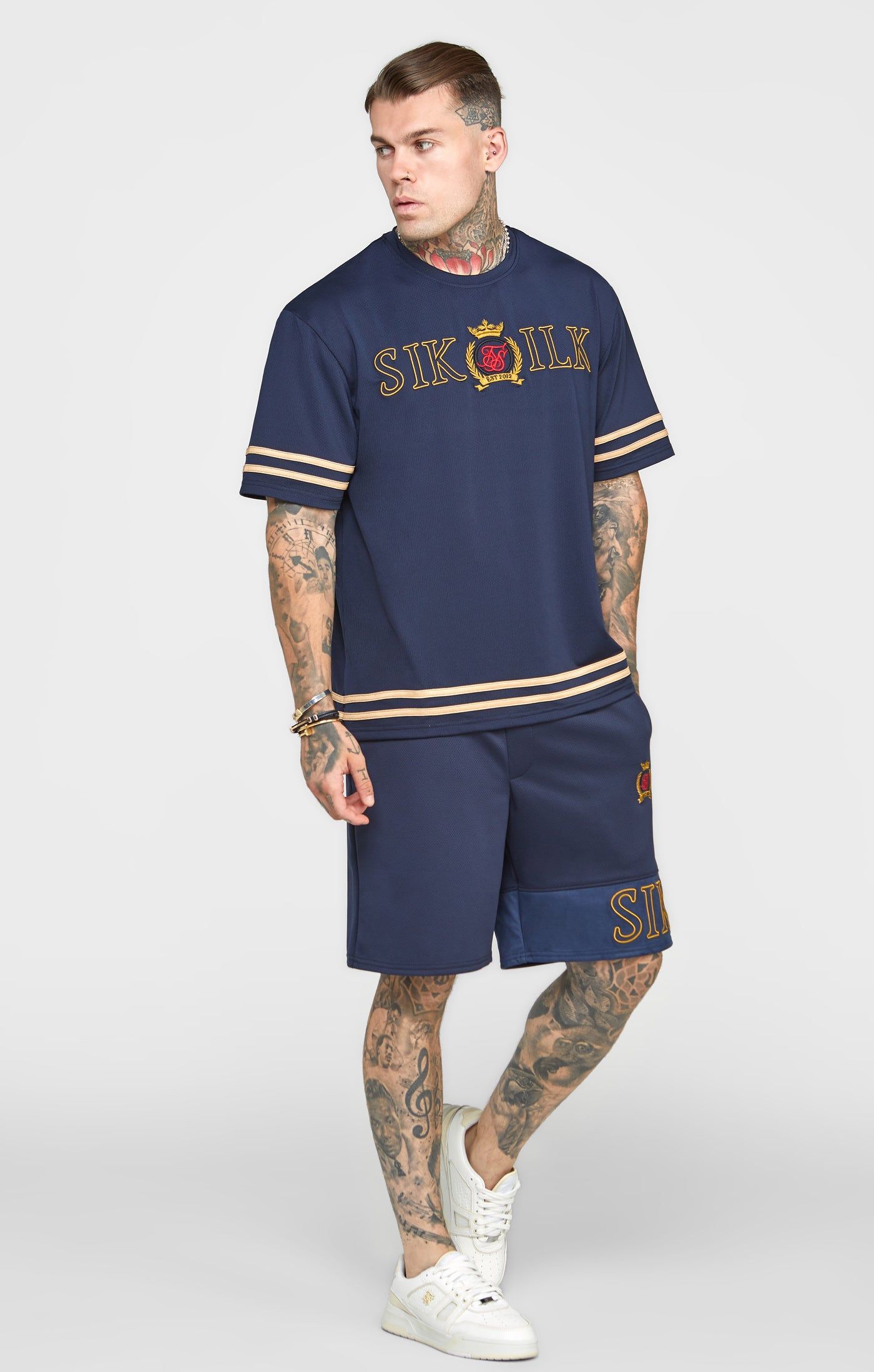 Navy Embroidery Relaxed Fit T-Shirt sold by Siksilk product image thumbnail 4