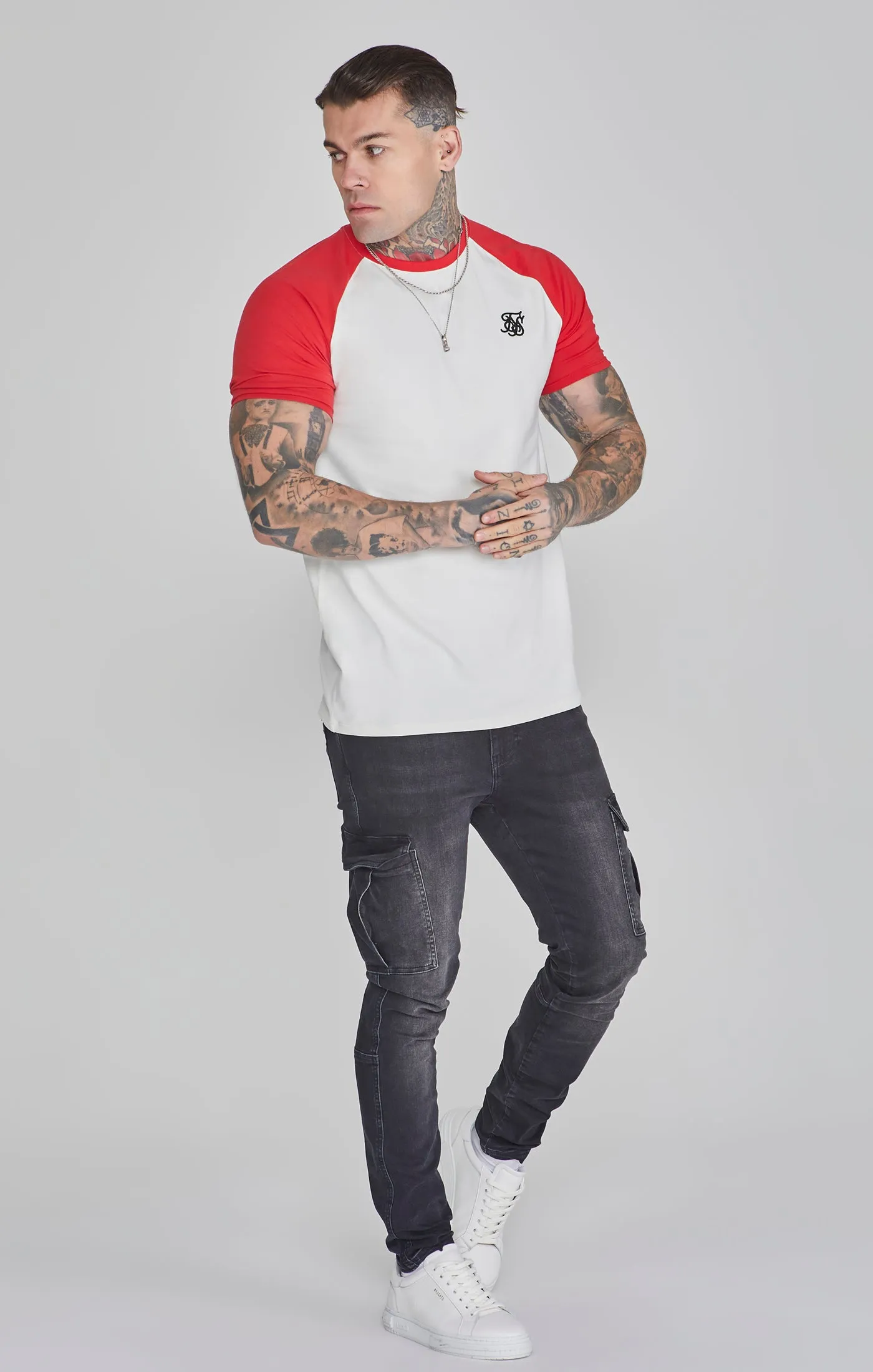 Ecru Red Raglan T-Shirt sold by Siksilk product image thumbnail 3