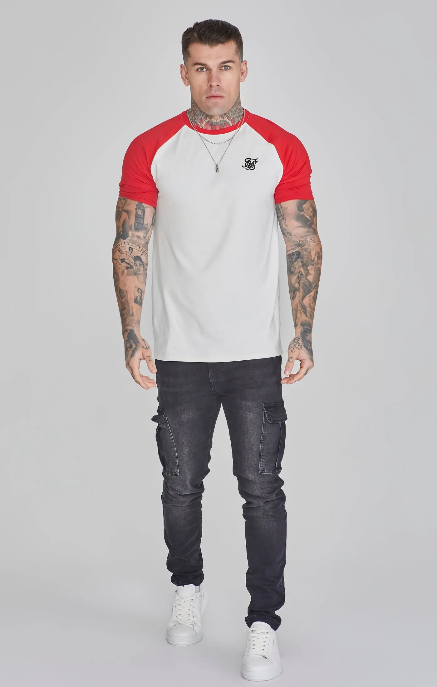 Ecru Red Raglan T-Shirt sold by Siksilk product image thumbnail 2