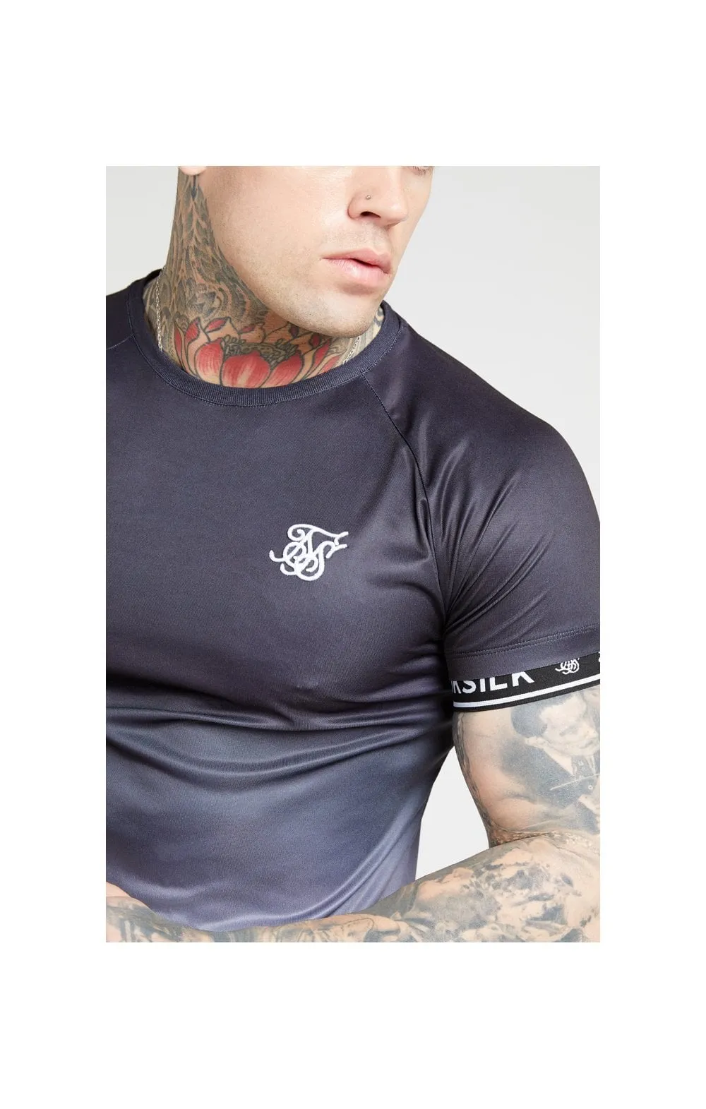 SikSilk S/S Raglan Curved Hem Tech Tee – Black & White sold by Siksilk product image thumbnail 2
