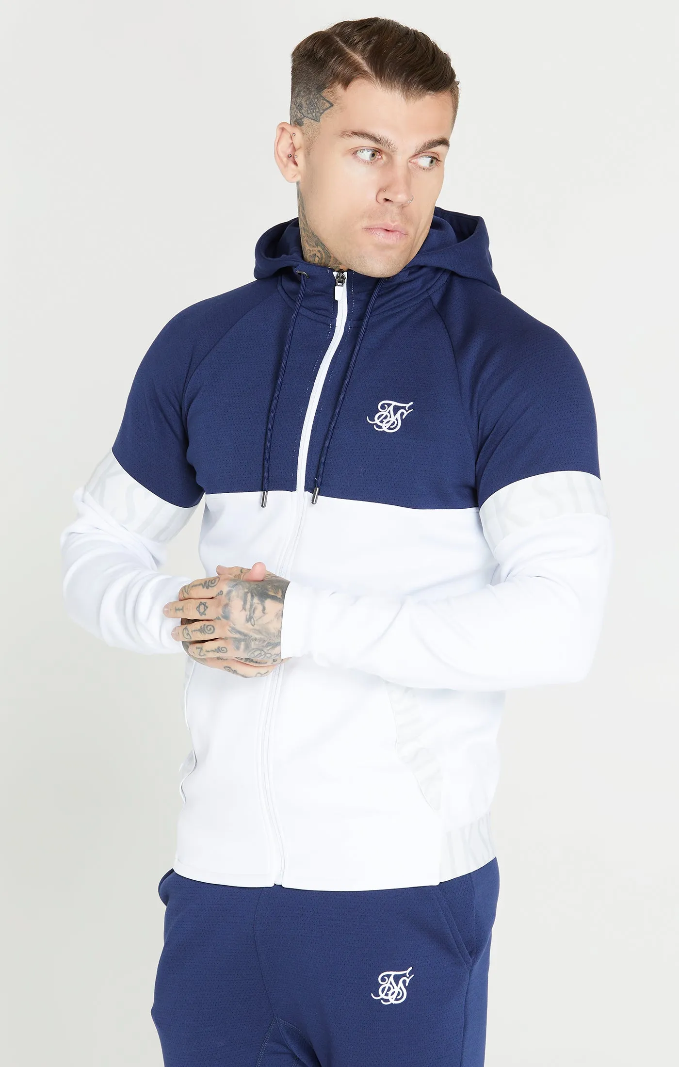 White Dynamic Zip Through Hoodie sold by Siksilk