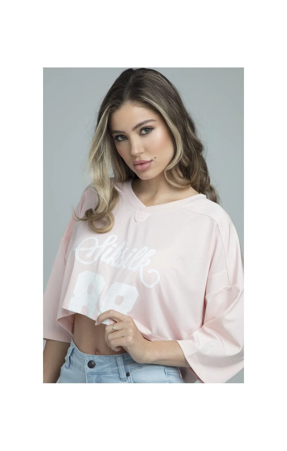 SikSilk Retro Football Crop Jersey - Pink sold by Siksilk product image thumbnail 2