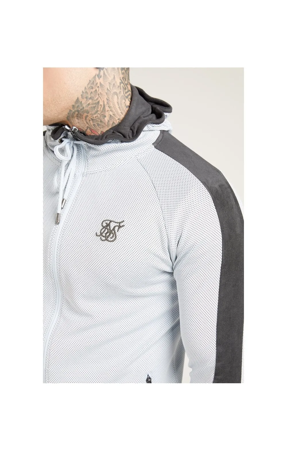 SikSilk Athlete Eyelet Zip Through Hoodie – Ice Grey & Charcoal sold by Siksilk product image thumbnail 2