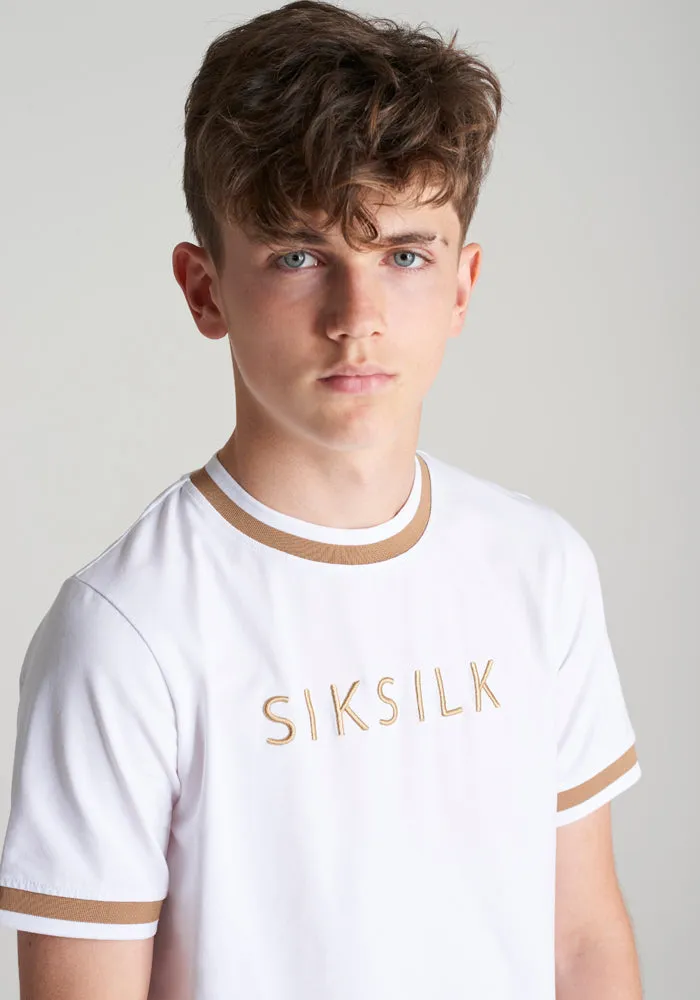 Boys White Contrast Collar T-Shirt sold by Siksilk product image thumbnail 2