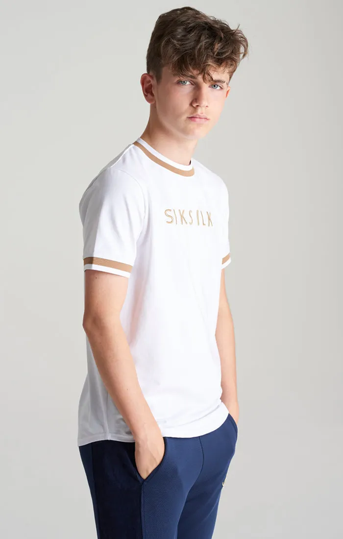 Boys White Contrast Collar T-Shirt sold by Siksilk product image thumbnail 3