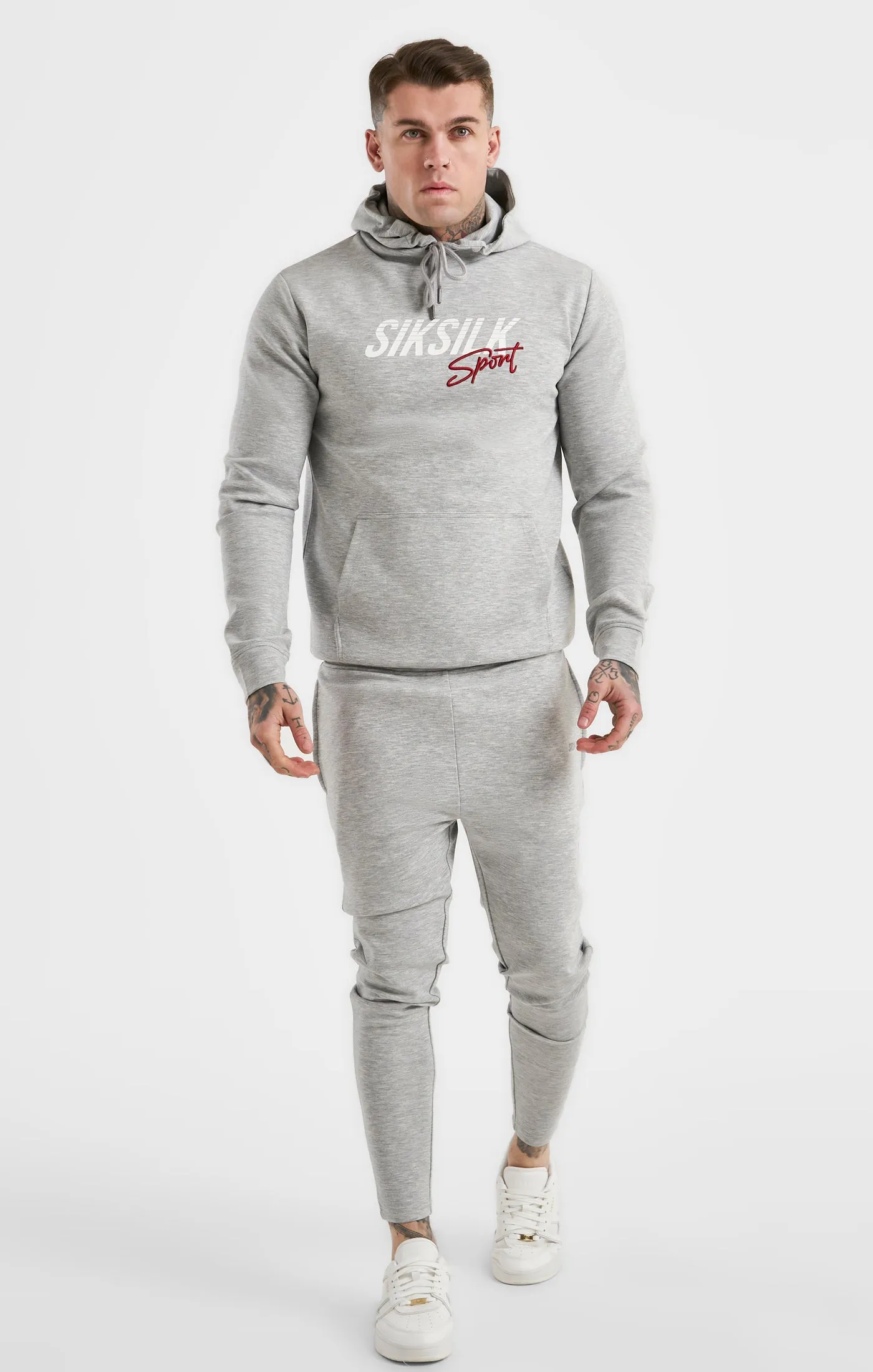 SikSilk Overhead Basic Sports Hoodie - Grey Marl sold by Siksilk product image thumbnail 3