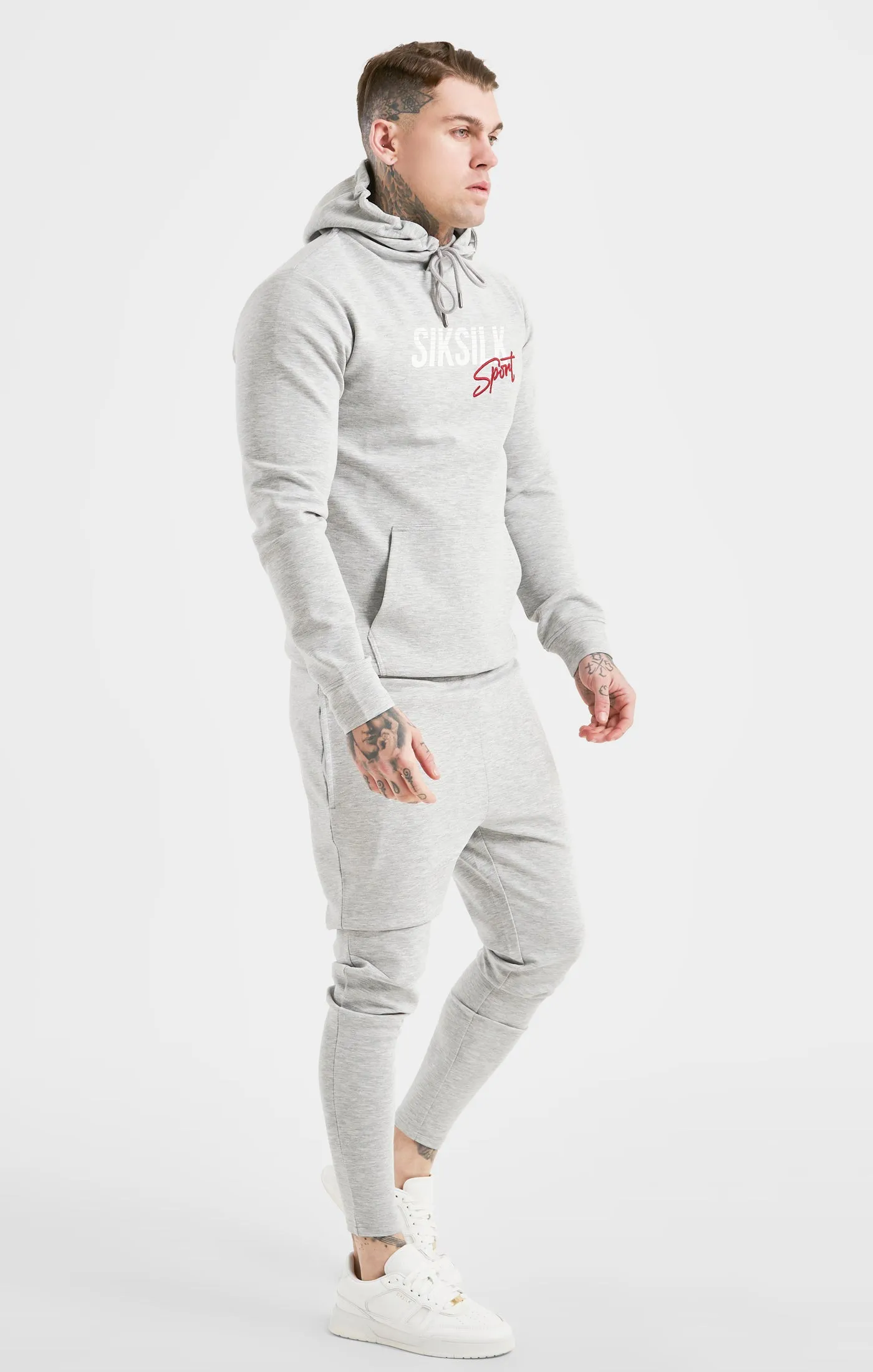 SikSilk Overhead Basic Sports Hoodie - Grey Marl sold by Siksilk product image thumbnail 4